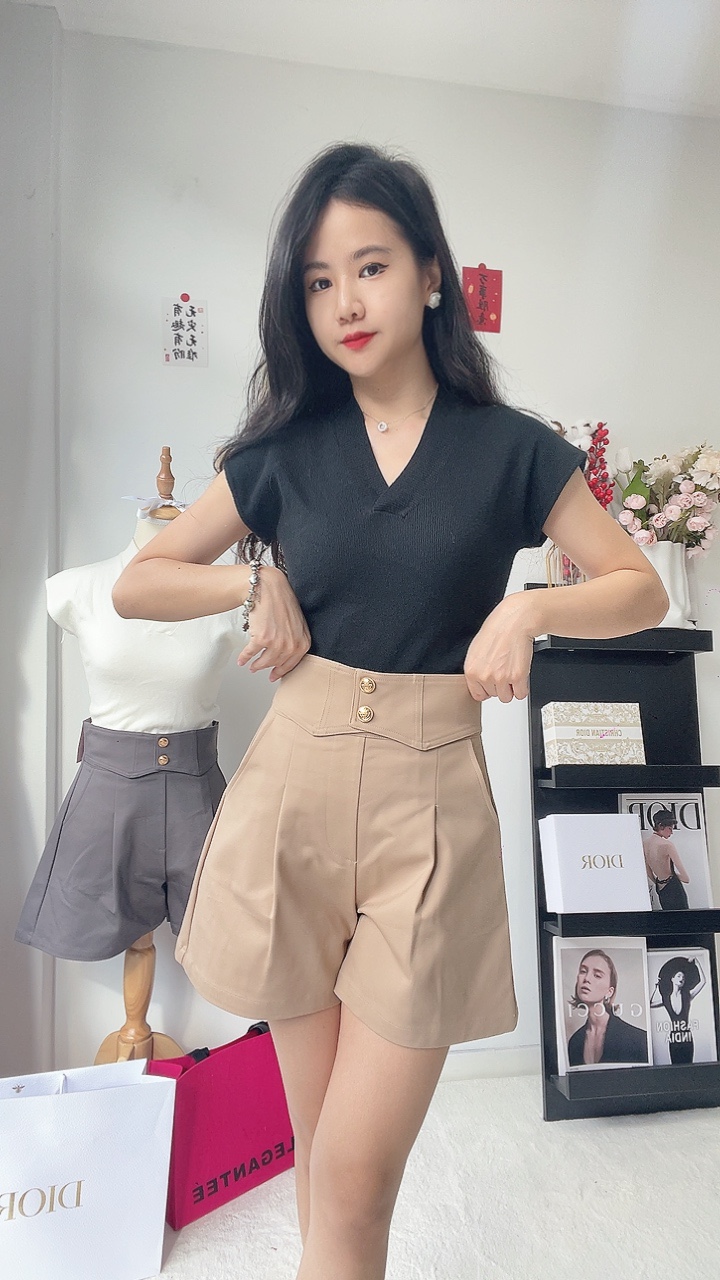 C. 2金扣高腰4分裤