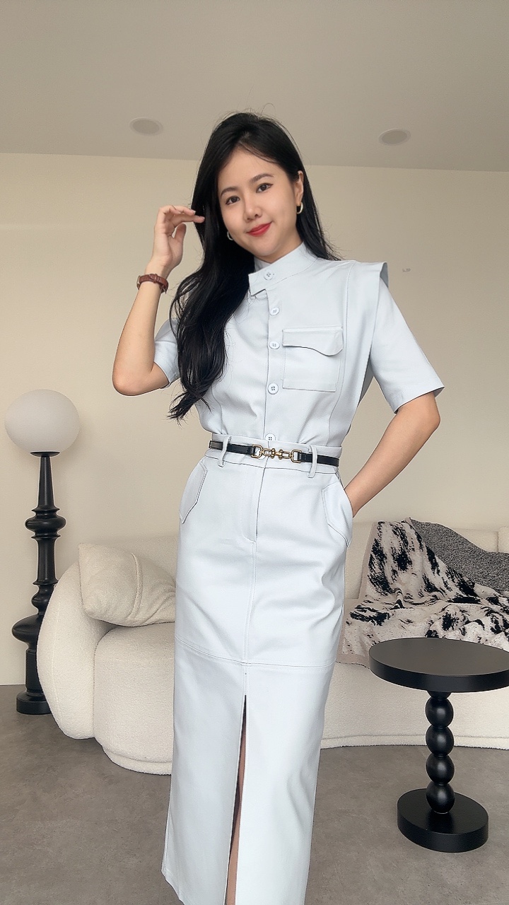 挺拔个性工装风长裙套装