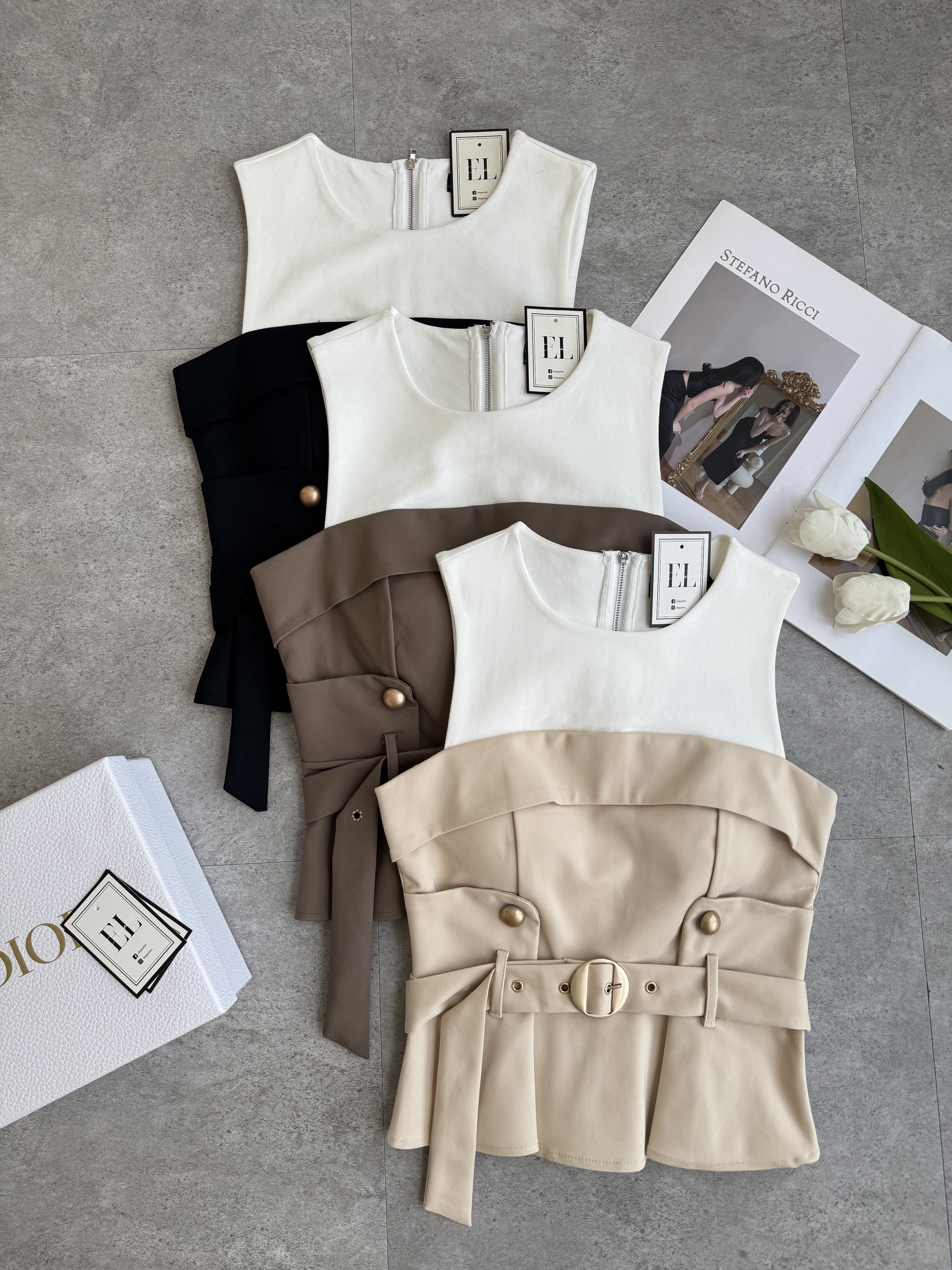 假两式金扣设计上衣（胸垫）-腰带