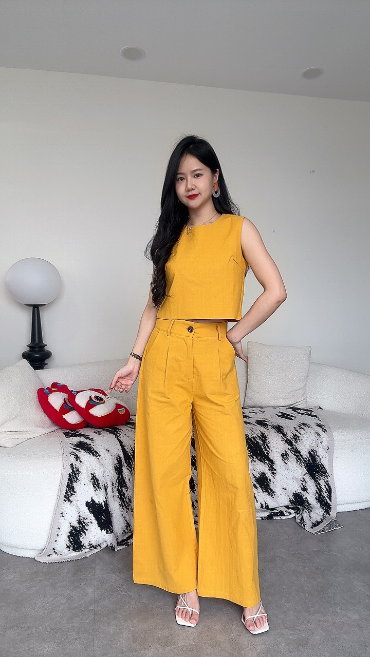 亚麻无袖阔腿裤套装BestSell💯