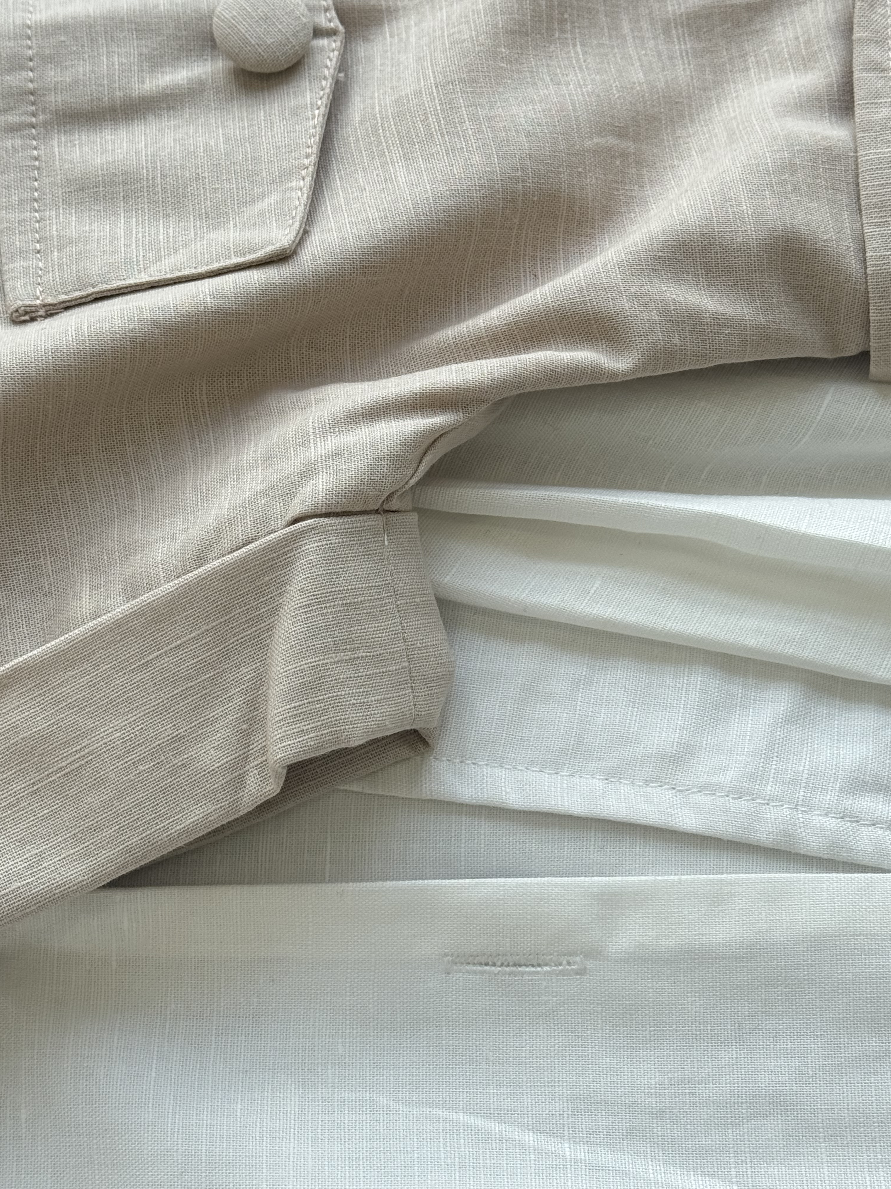 亚麻卷袖厚腰带连身裙