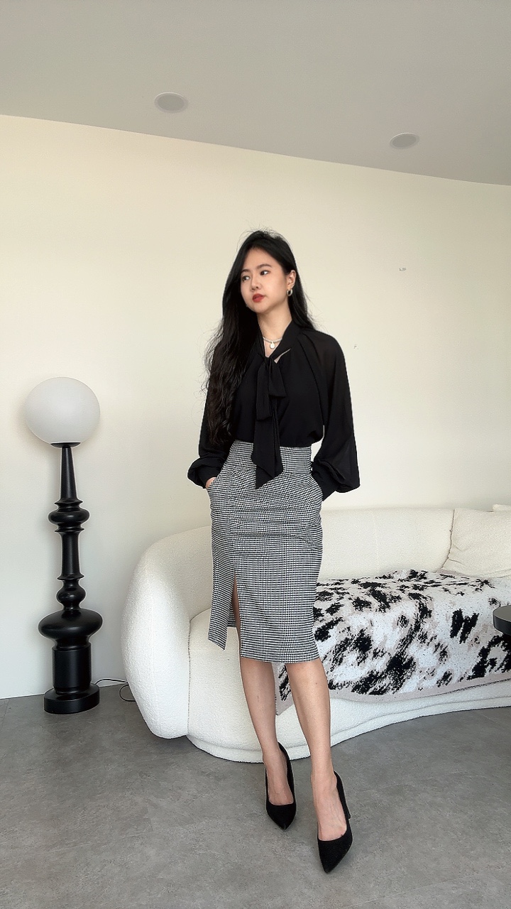修腹皱褶Pencil Skirt