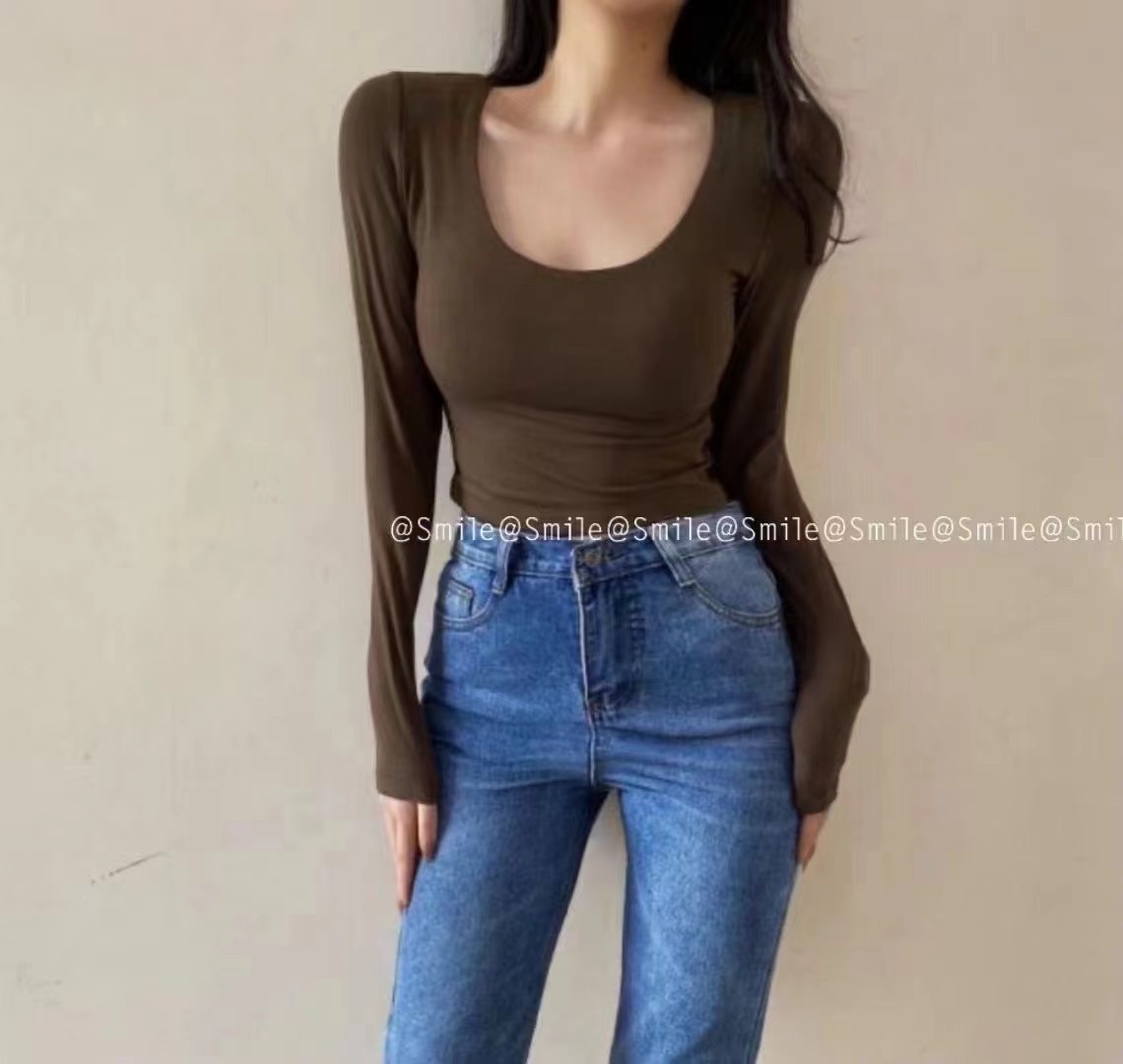 高级棉料 圆方领长袖上衣 (PO)