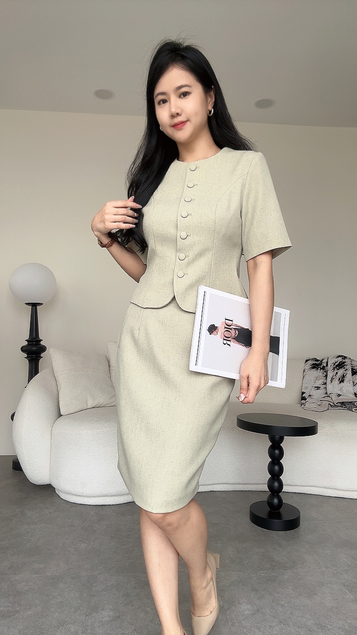 <EL高级系列> 贵气直排纽中短袖单衣外套