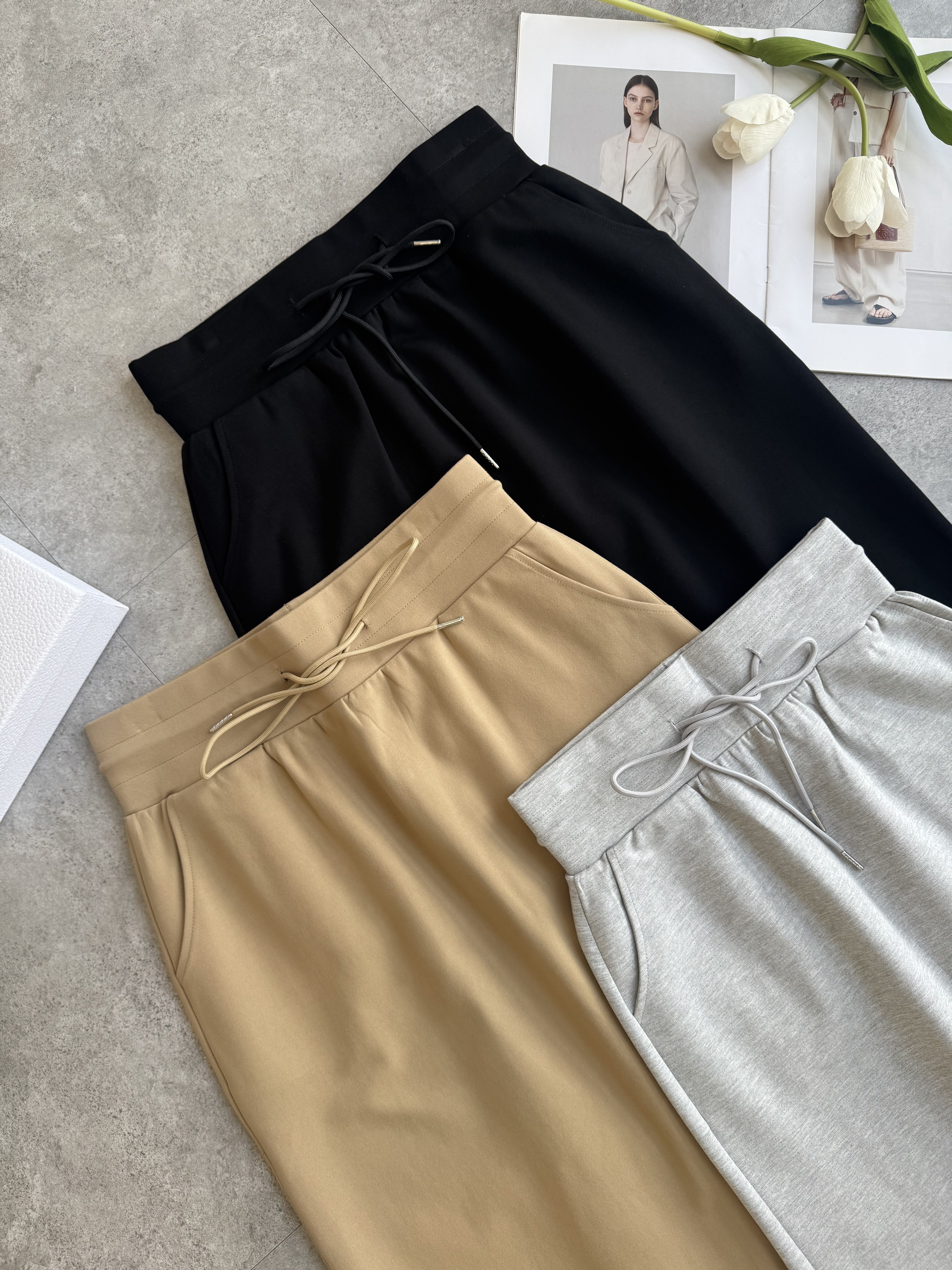 厚Cotton高腰运动风长裙