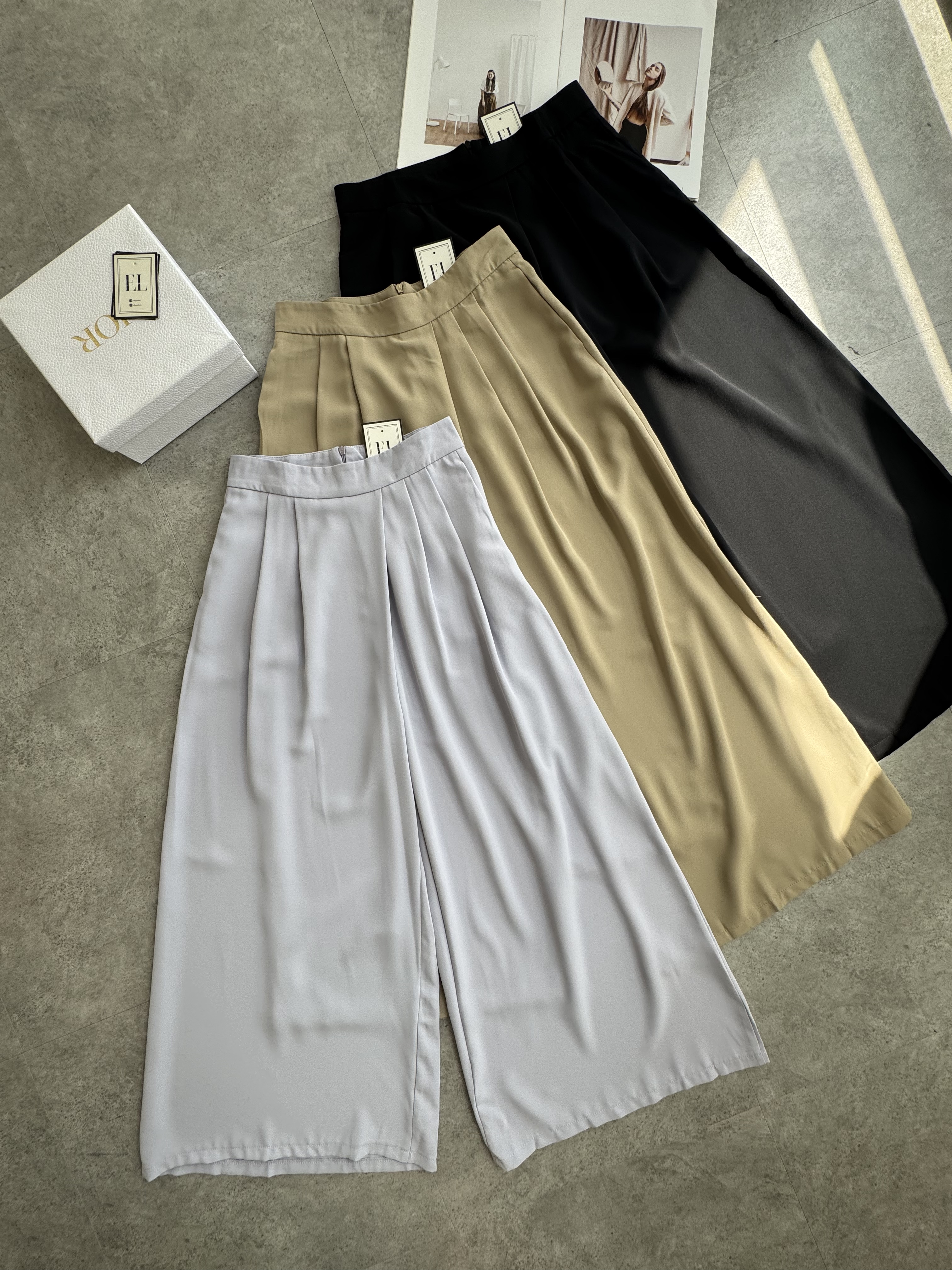 New轻薄款滑面简约高腰阔腿