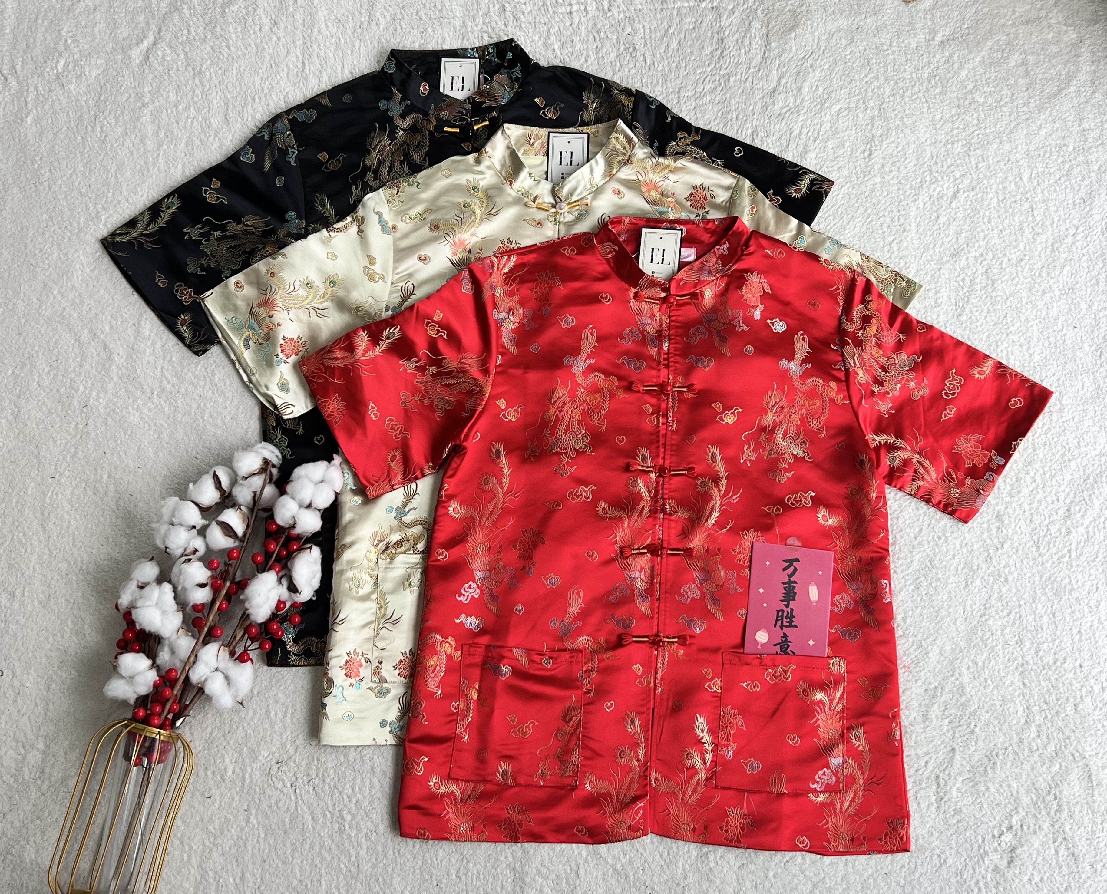 （情侣-男）彩色龙凤刺绣唐装