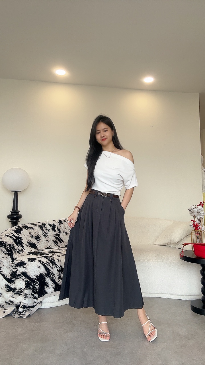 NEW复古皮带三折长裙