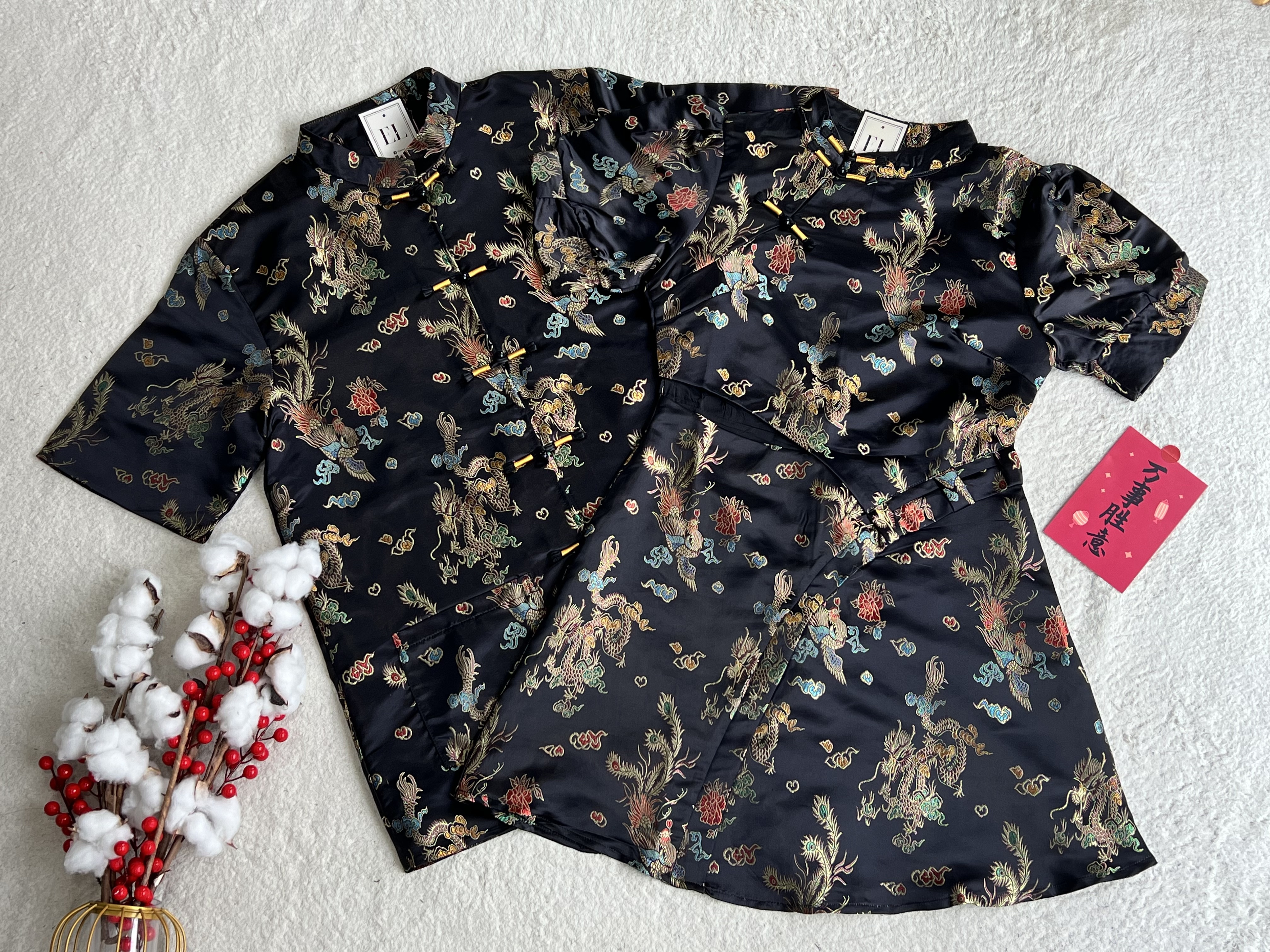 （情侣-男）彩色龙凤刺绣唐装