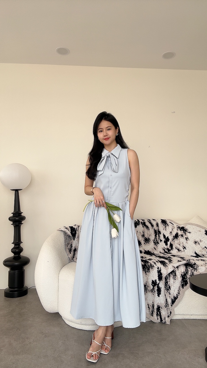 New无袖法式开扣Dress