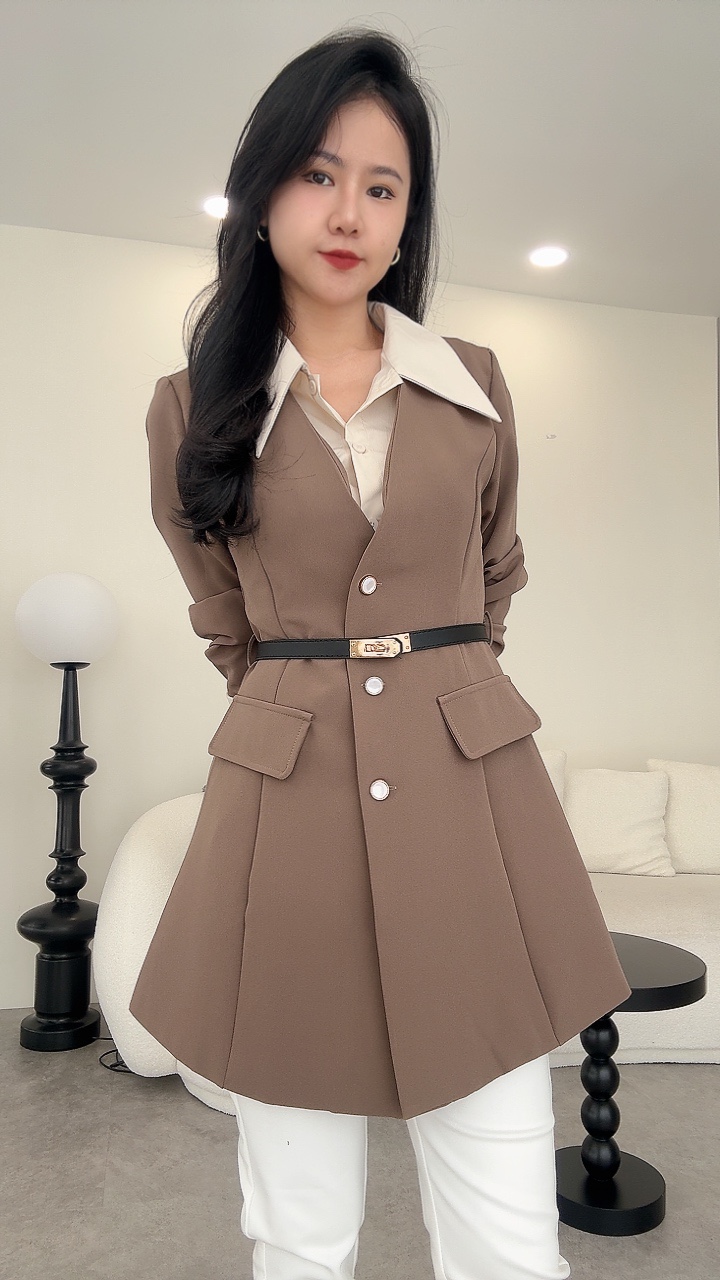 假两件外套衬衫职场风一件式