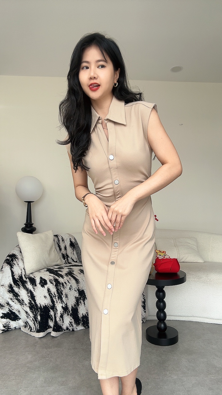 C袖收腰连身裙（罗马｜长版）