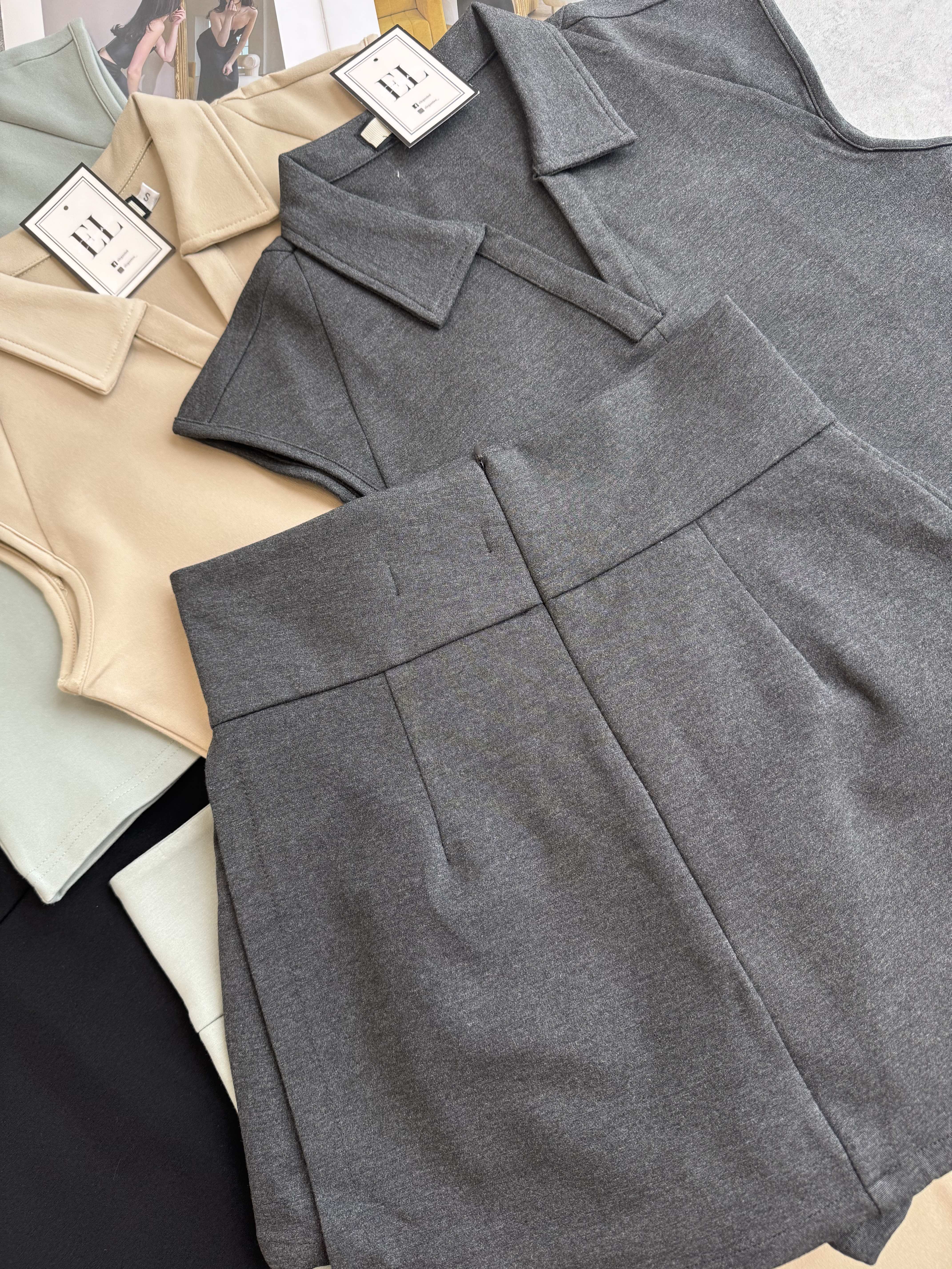 罗马C袖裤裙套装