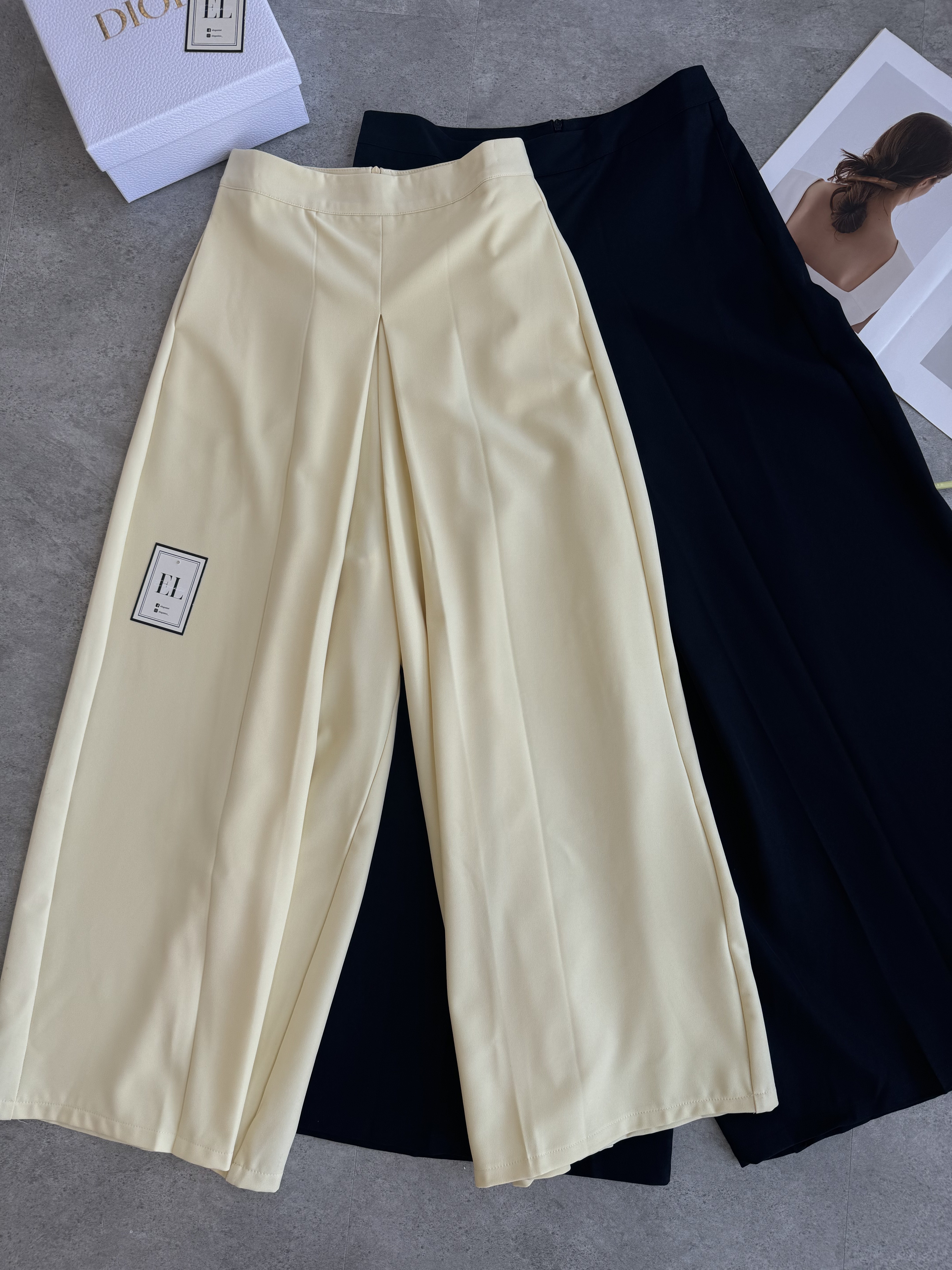 中间高开叉设计阔腿裤