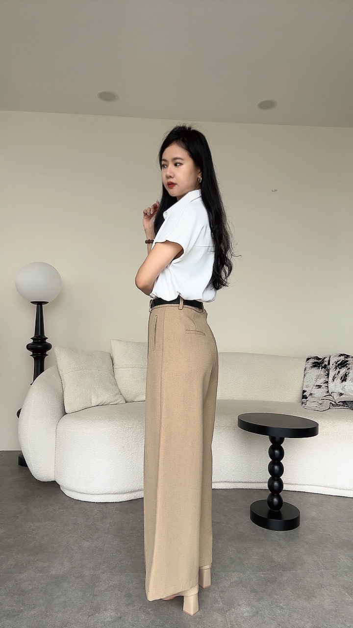 <EL高级系列> 高级麻厚版直线阔腿裤