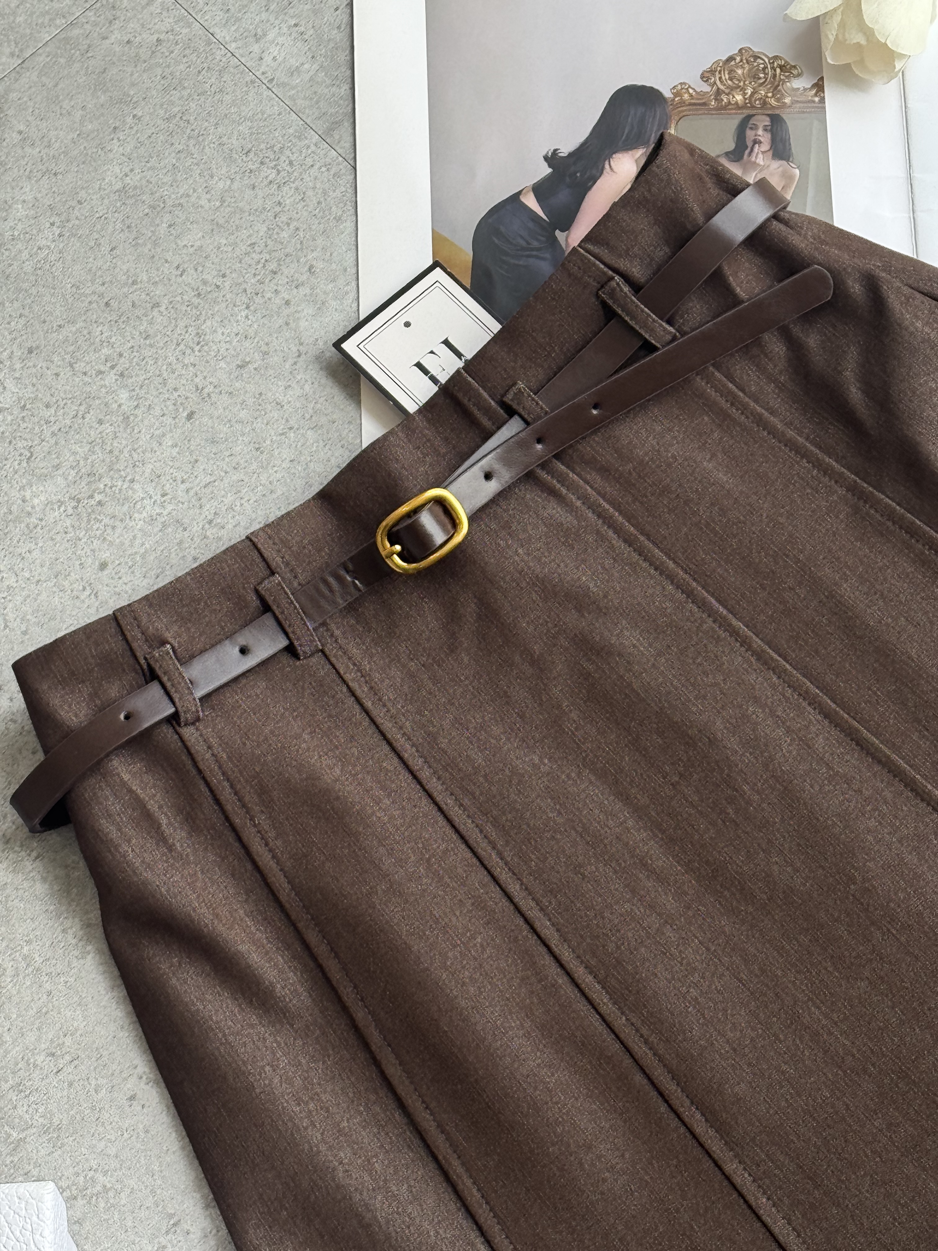 韩版高级牛仔鱼尾长裙-腰带