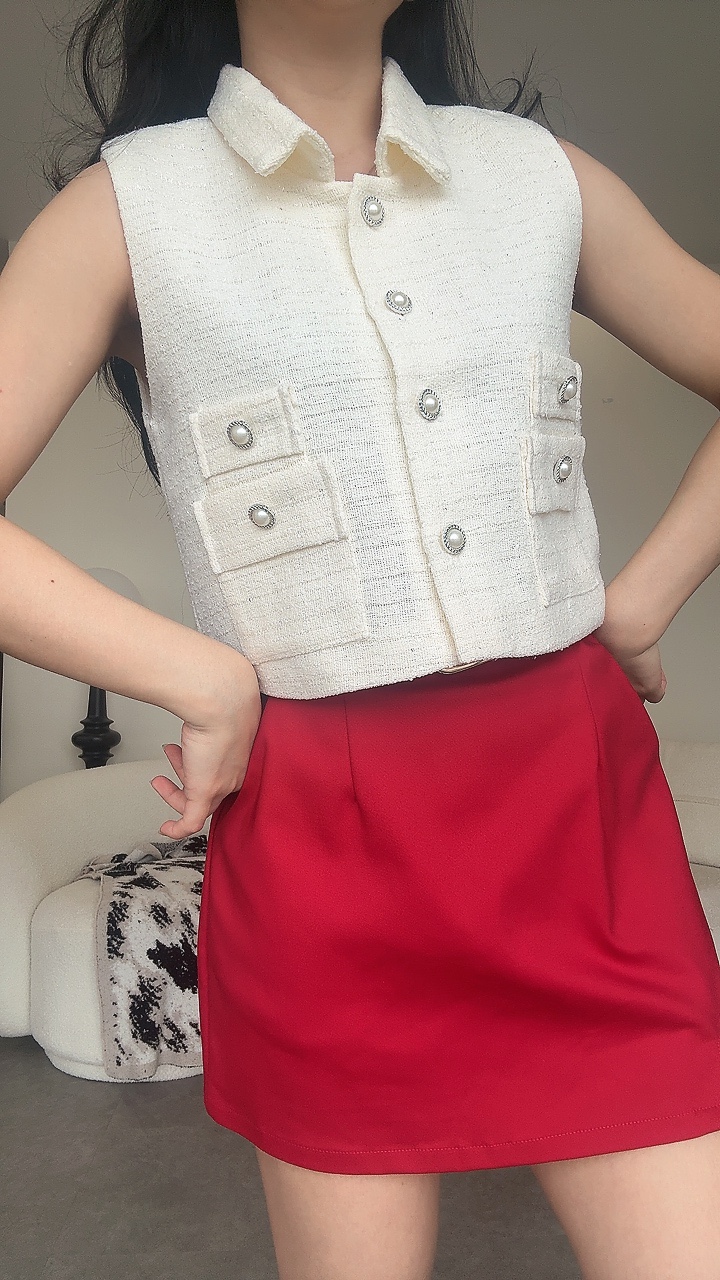 Elegant珍珠小香风短马甲