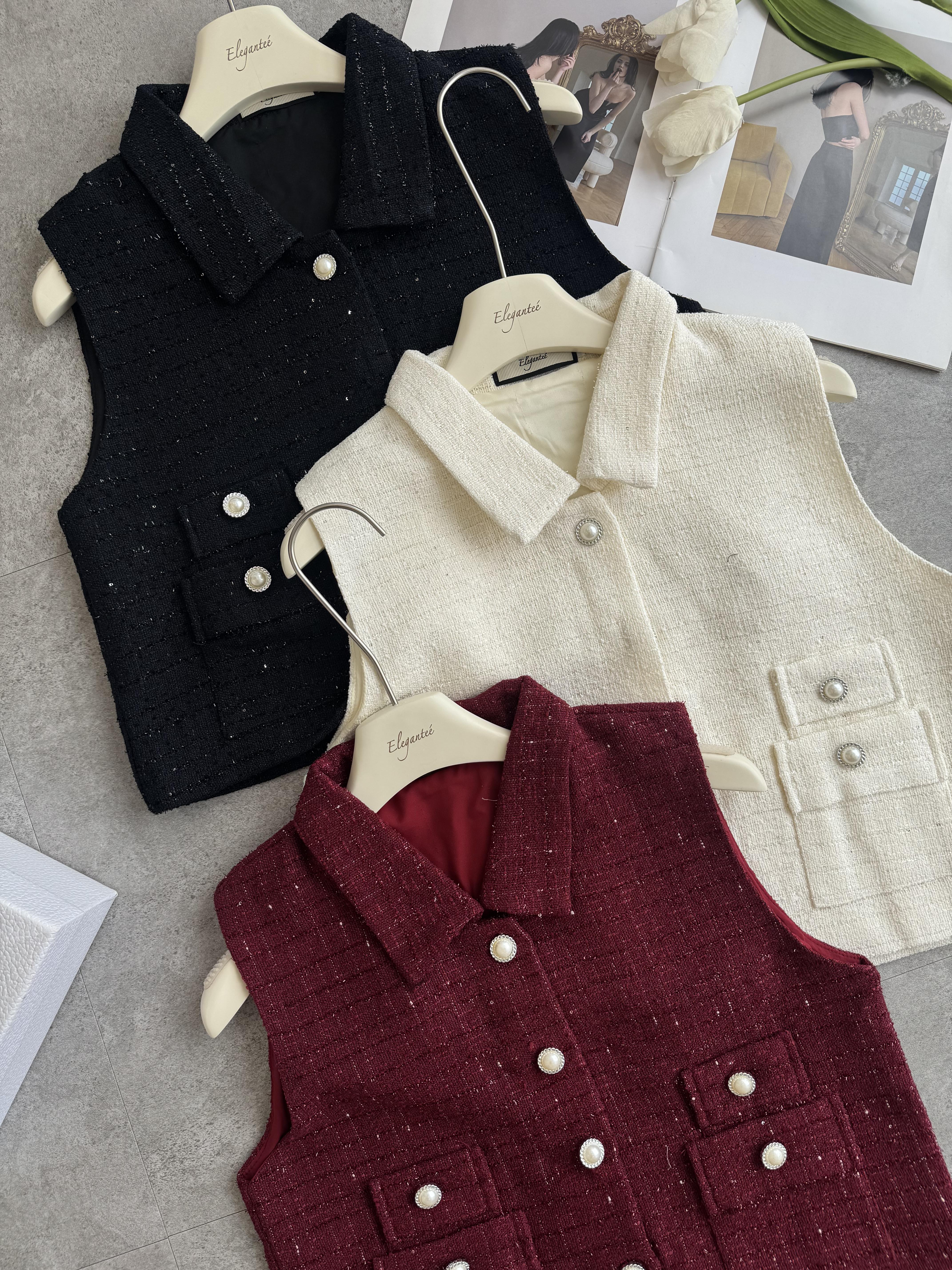 Elegant珍珠小香风短马甲