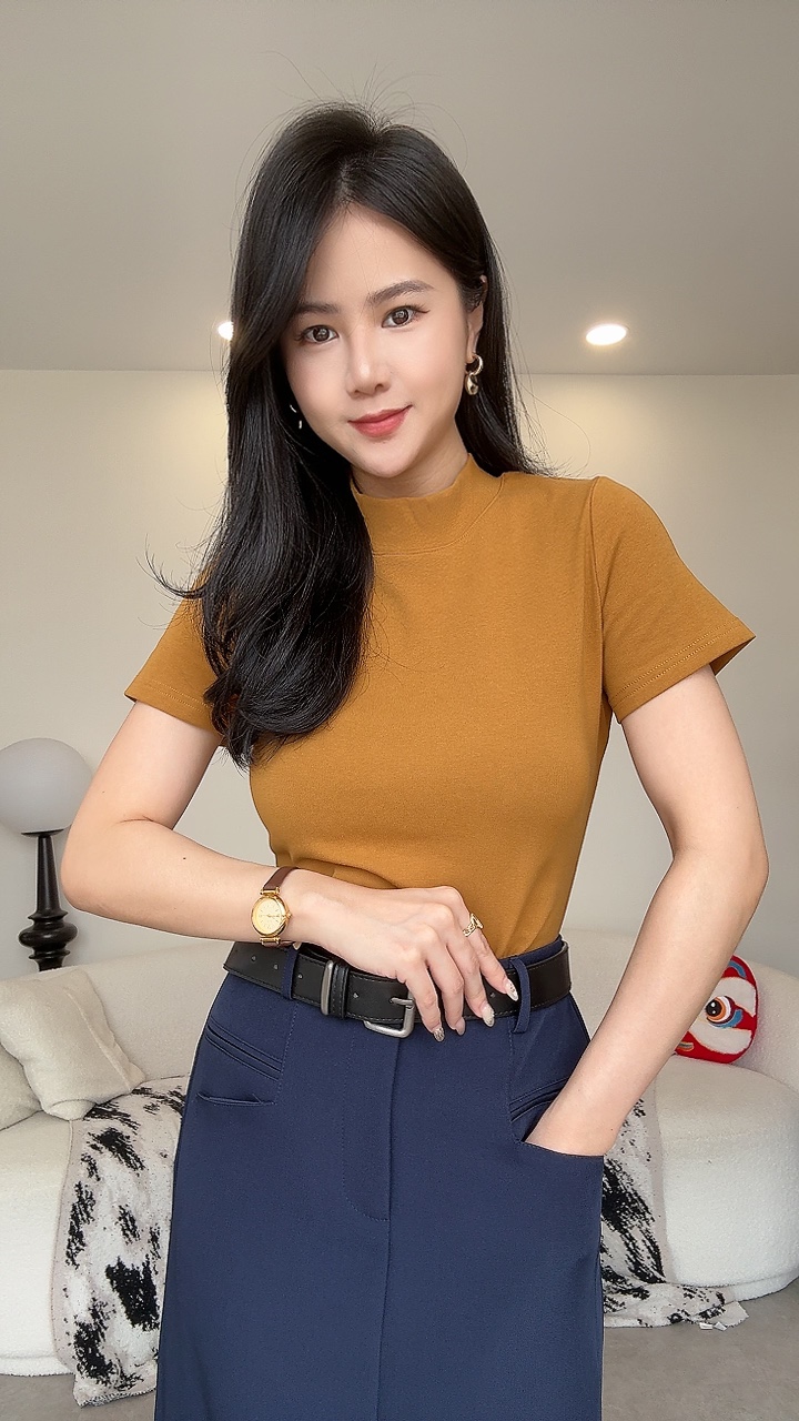 高雅厚圆领上衣TEE CLASSY simple and nice Tee