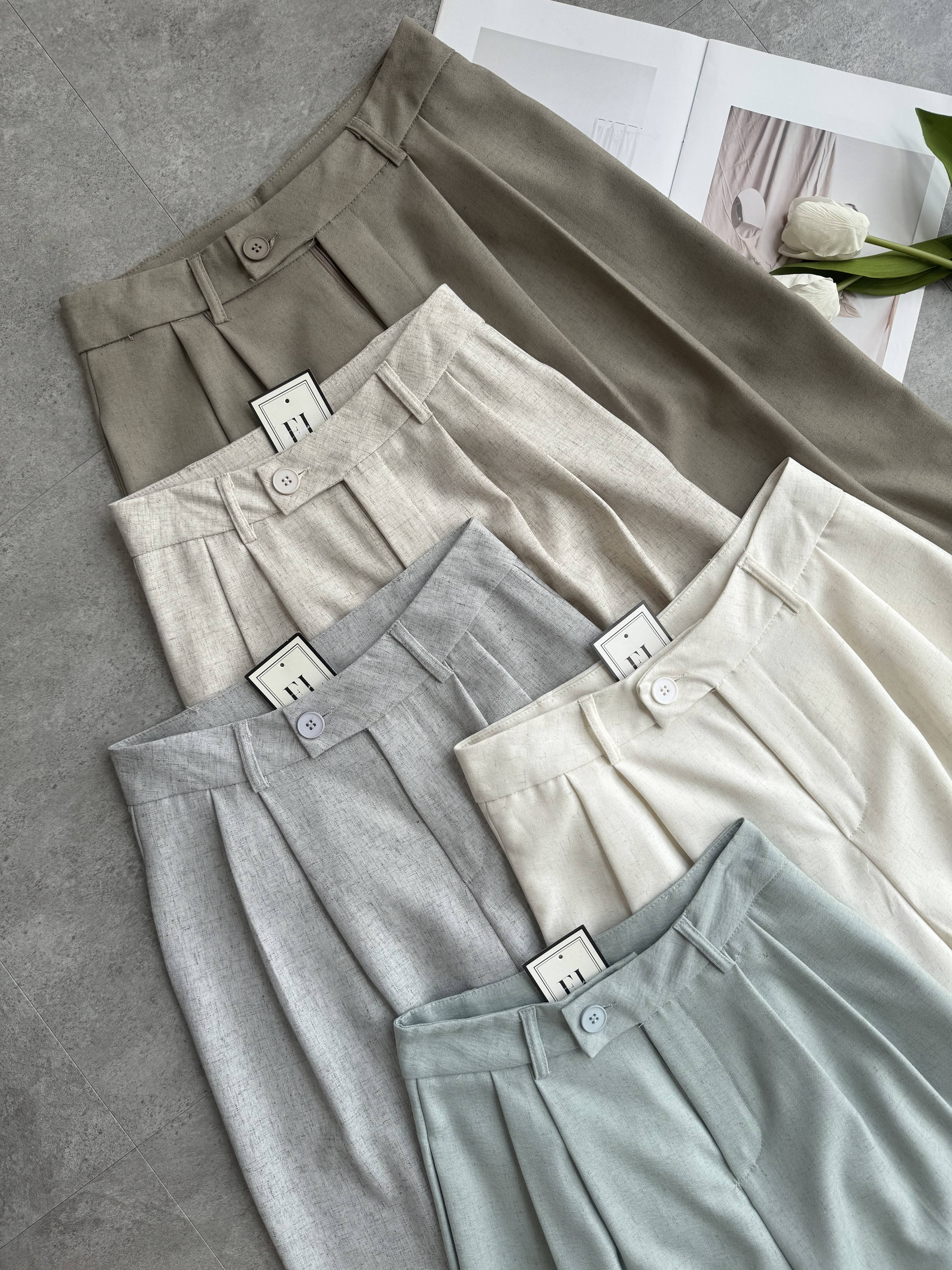 软麻杂线高腰阔腿长裤