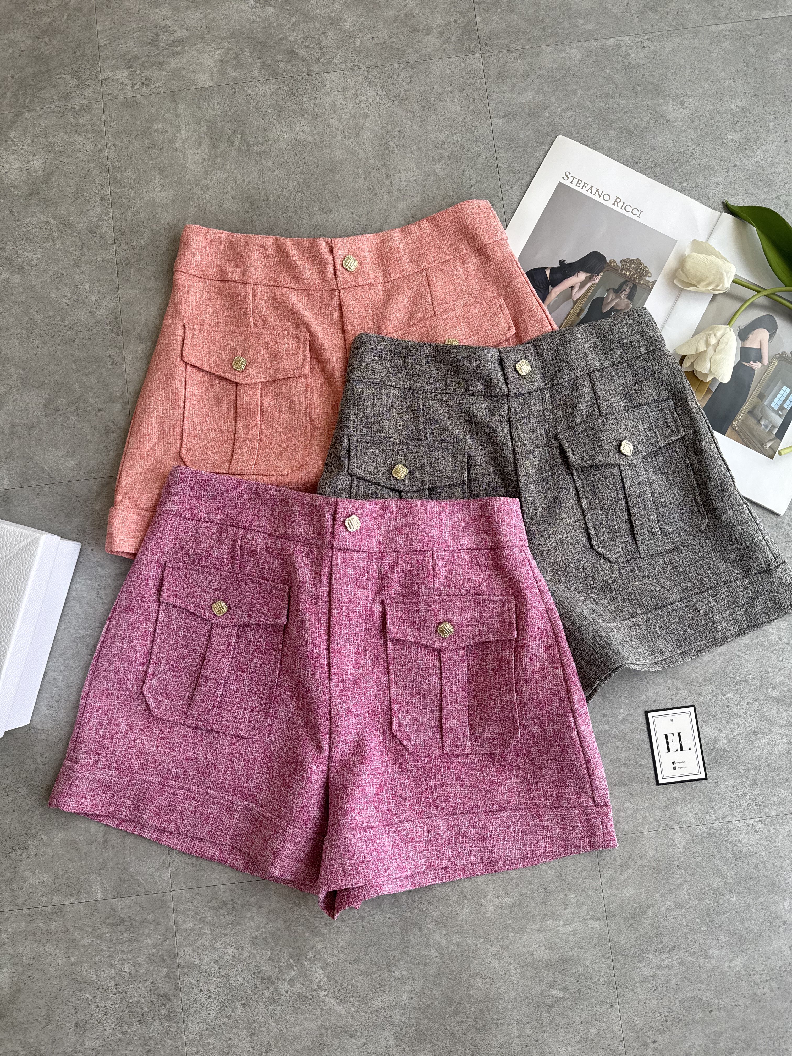 《高品》 小香方形钻扣短裤