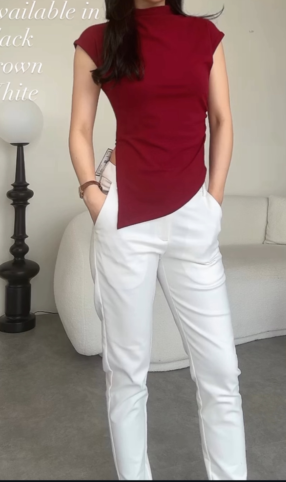 Skinny中腰西装长裤