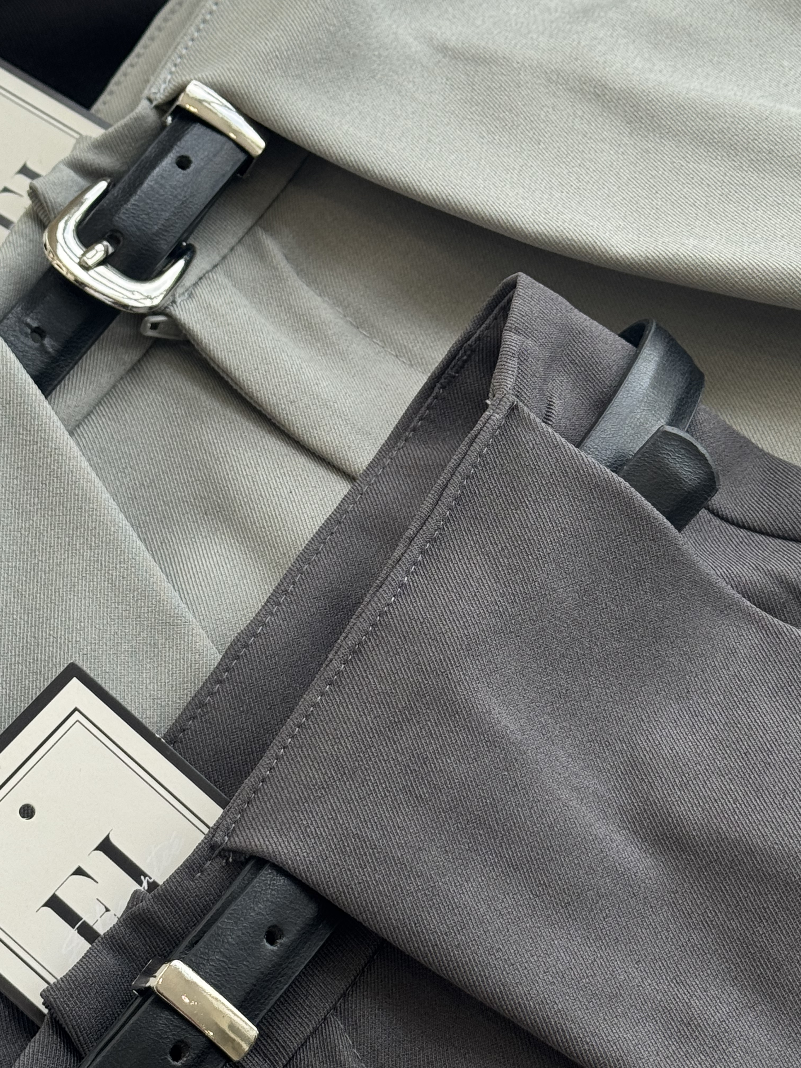 高腰粗环带阔腿裤-腰带