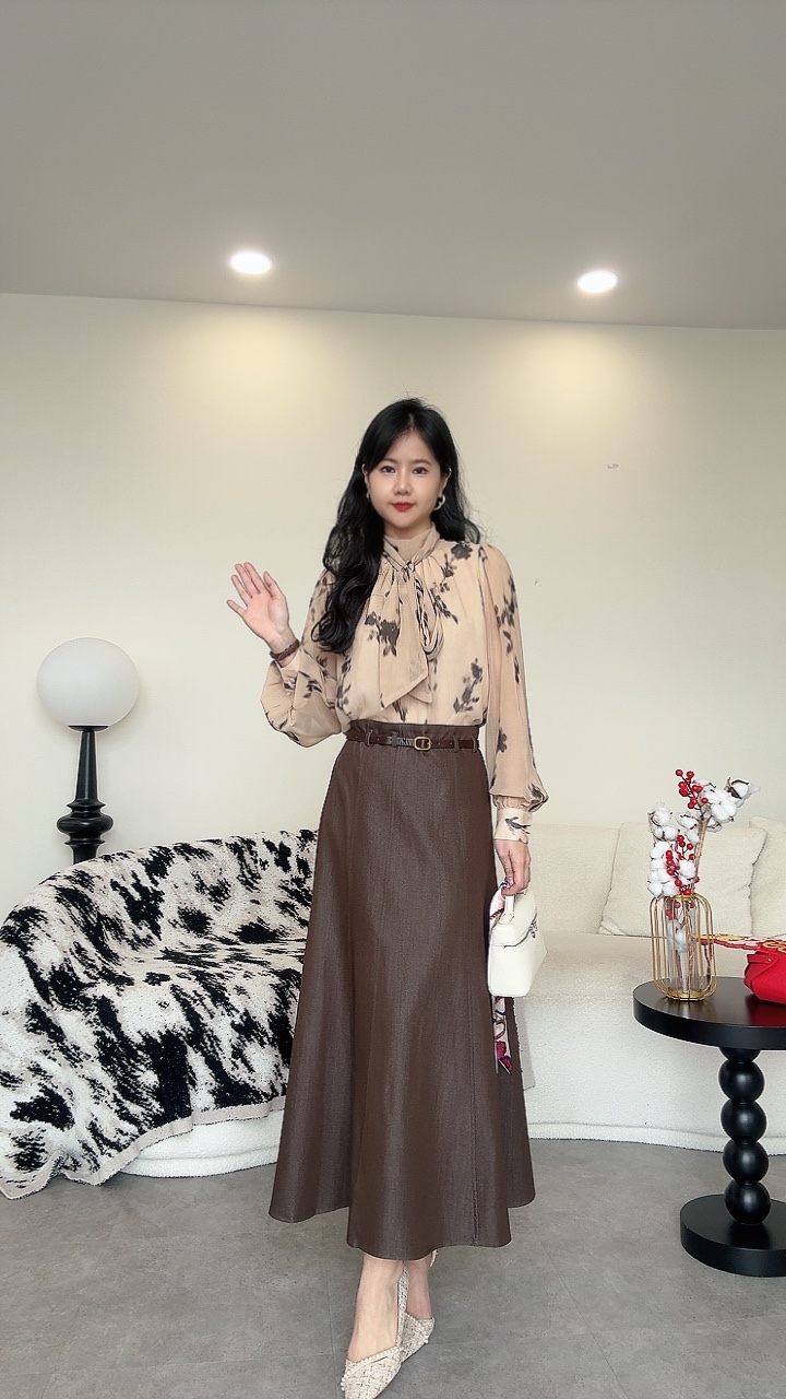 韩版高级牛仔鱼尾长裙-腰带