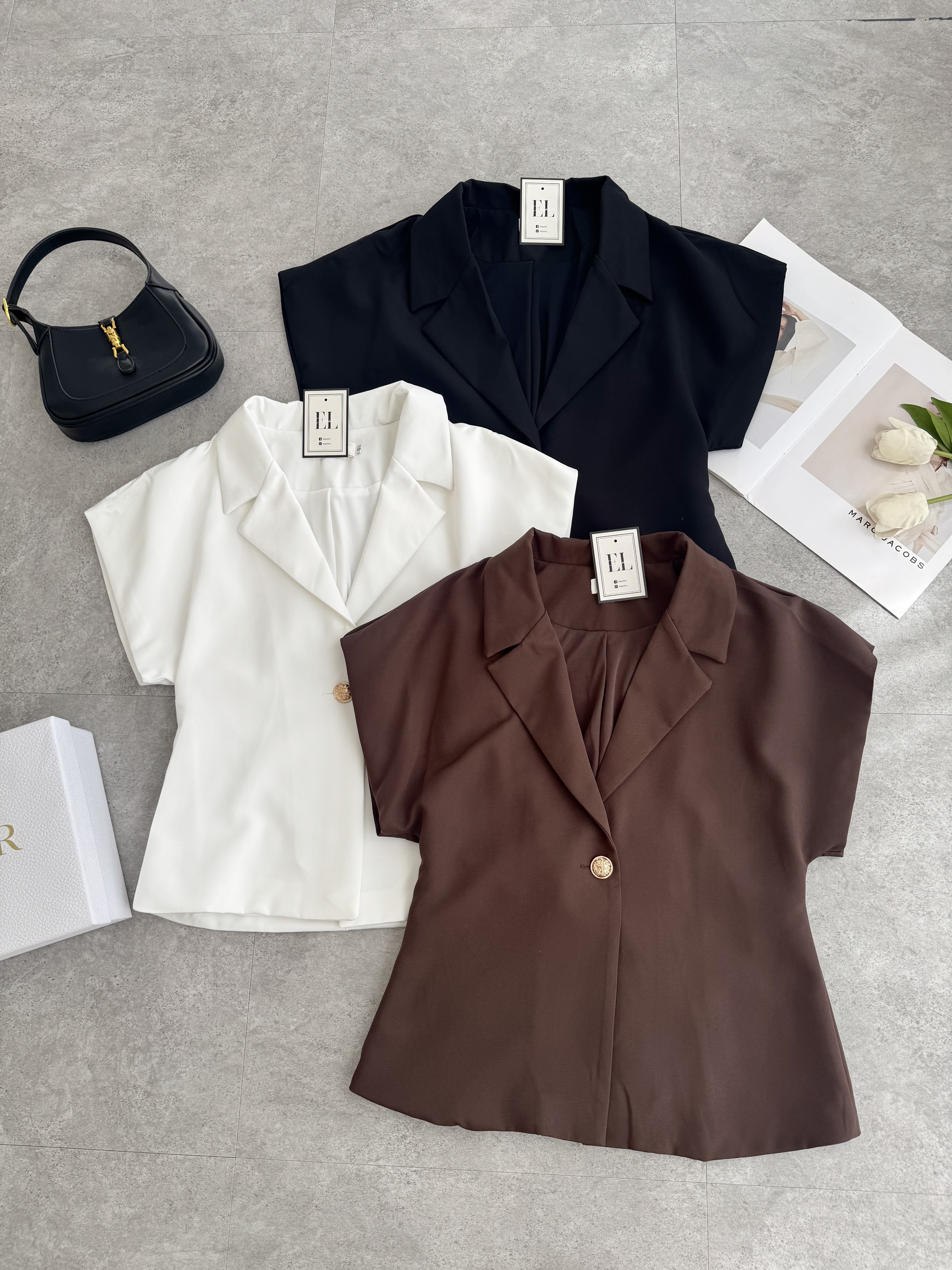 平裁袖单金扣外套