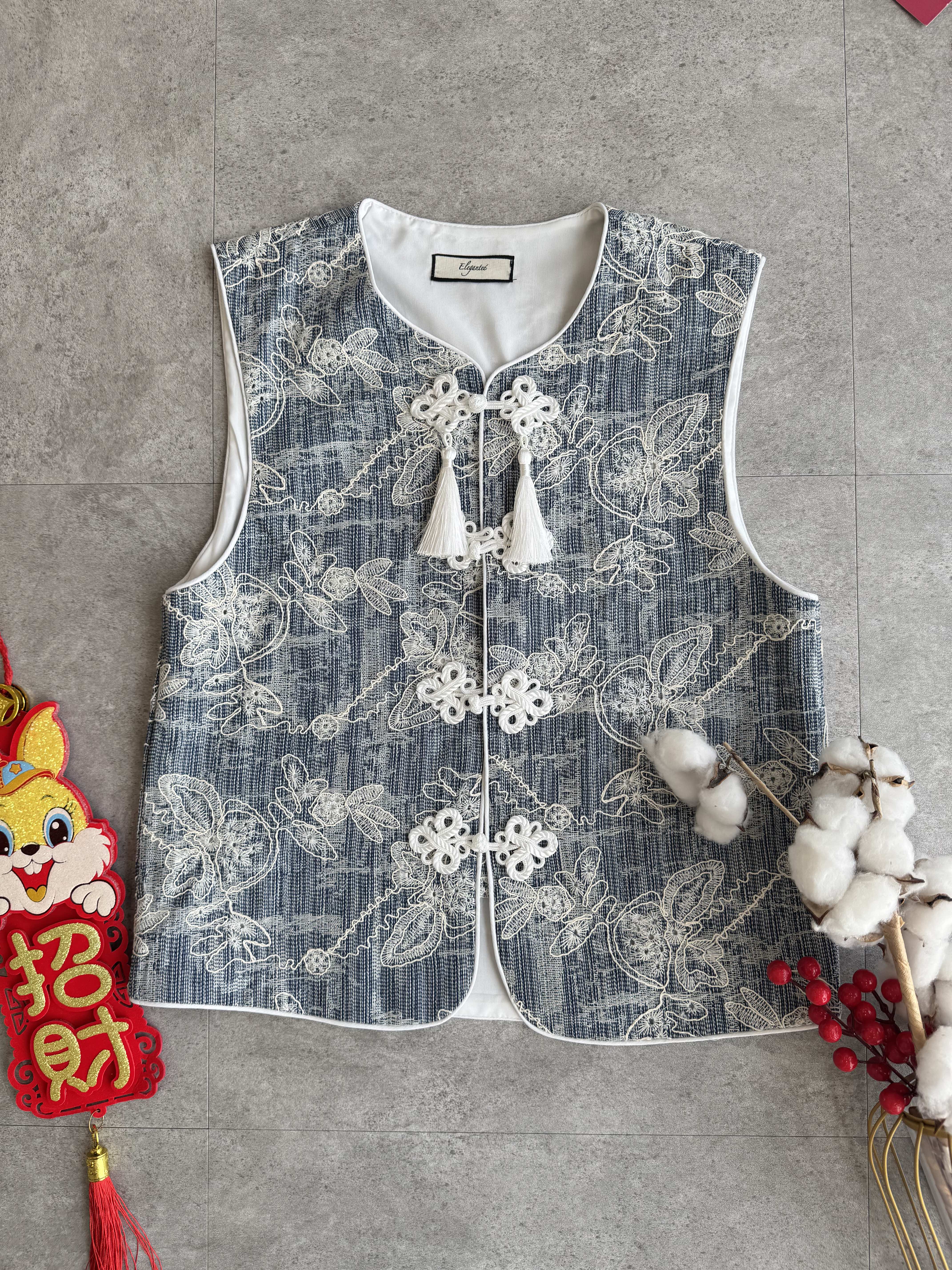 (BO-DEC) 《情侣-女》Dior Inspired牛仔刺绣马甲 