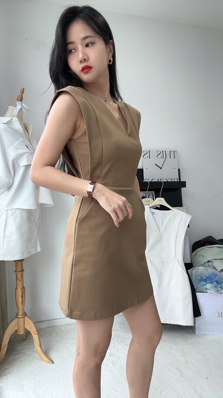 V领推荐袖OL dress