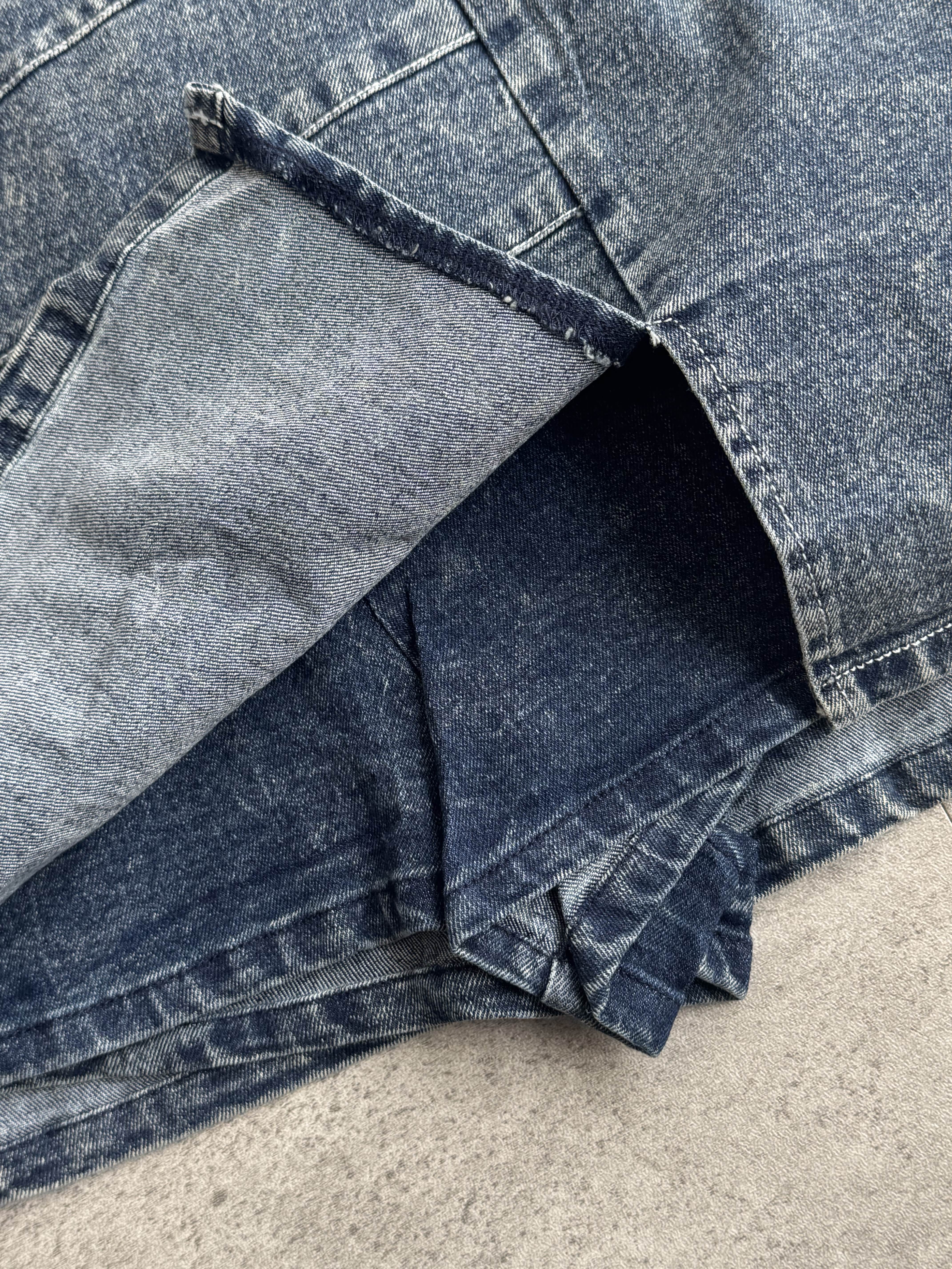 直角肩牛仔短裙套装