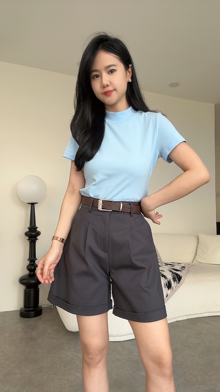 SmartCasual复古皮腰带4分裤