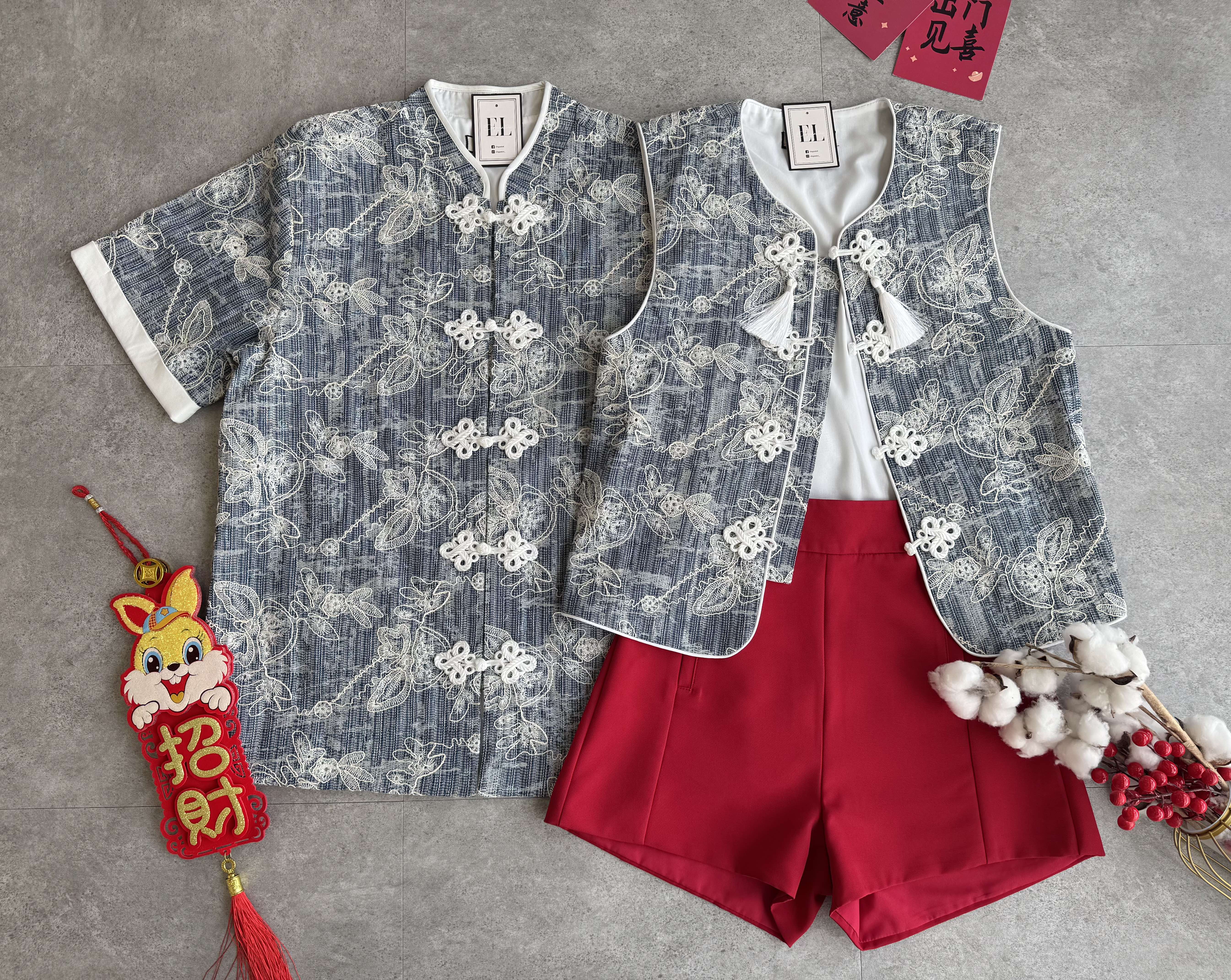 (BO-DEC)《情侣-男》 Dior Inspired牛仔刺绣唐装