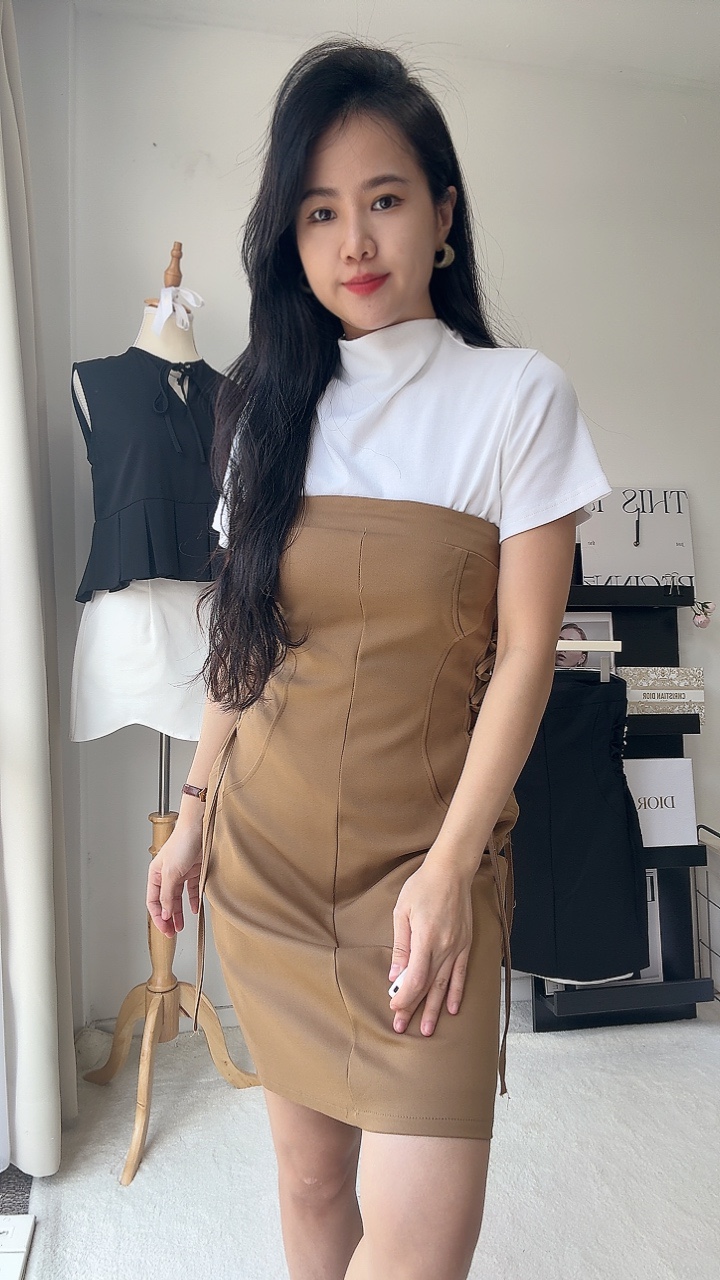 腰间辫带平口Dress