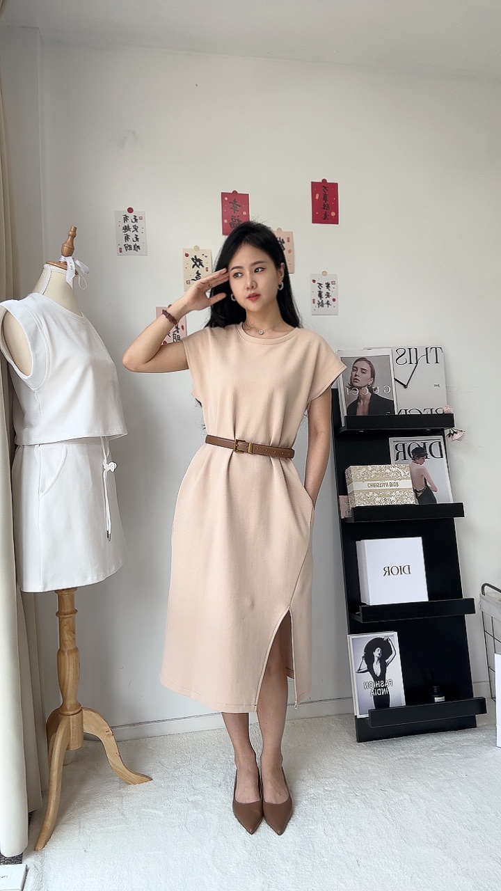 休闲连身裙Tee-有口袋