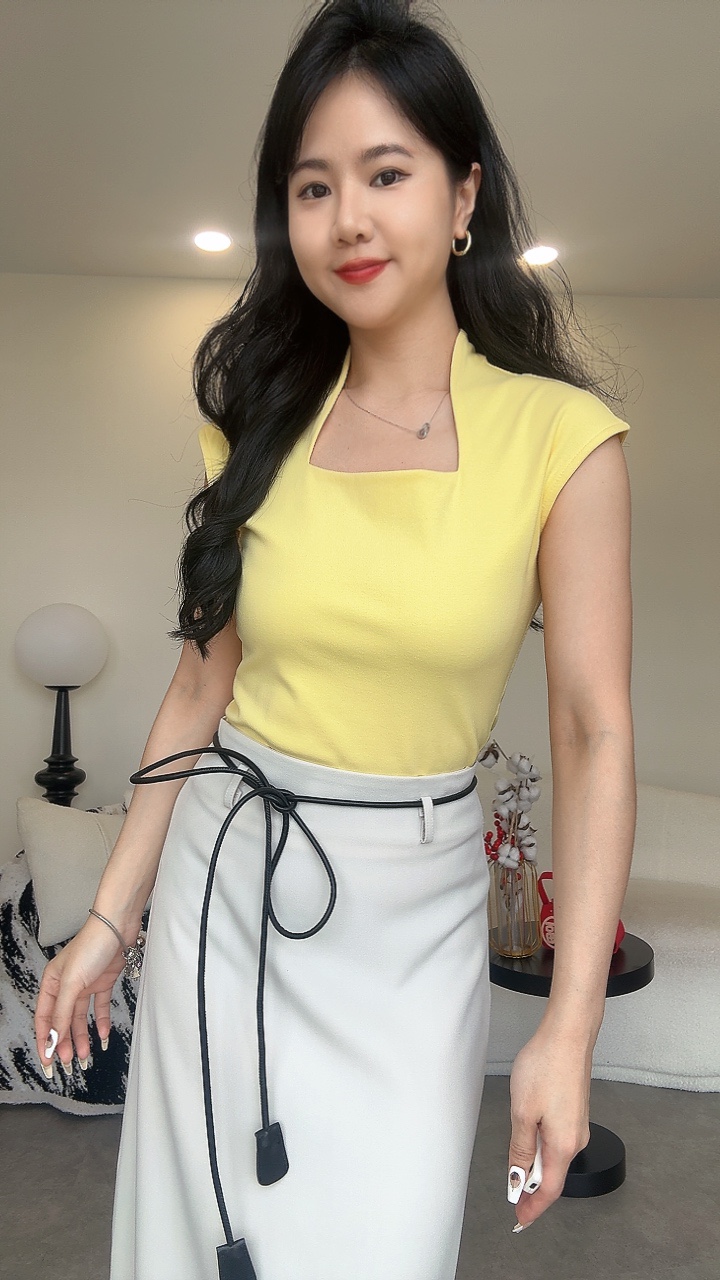 爆款立方领无袖上衣