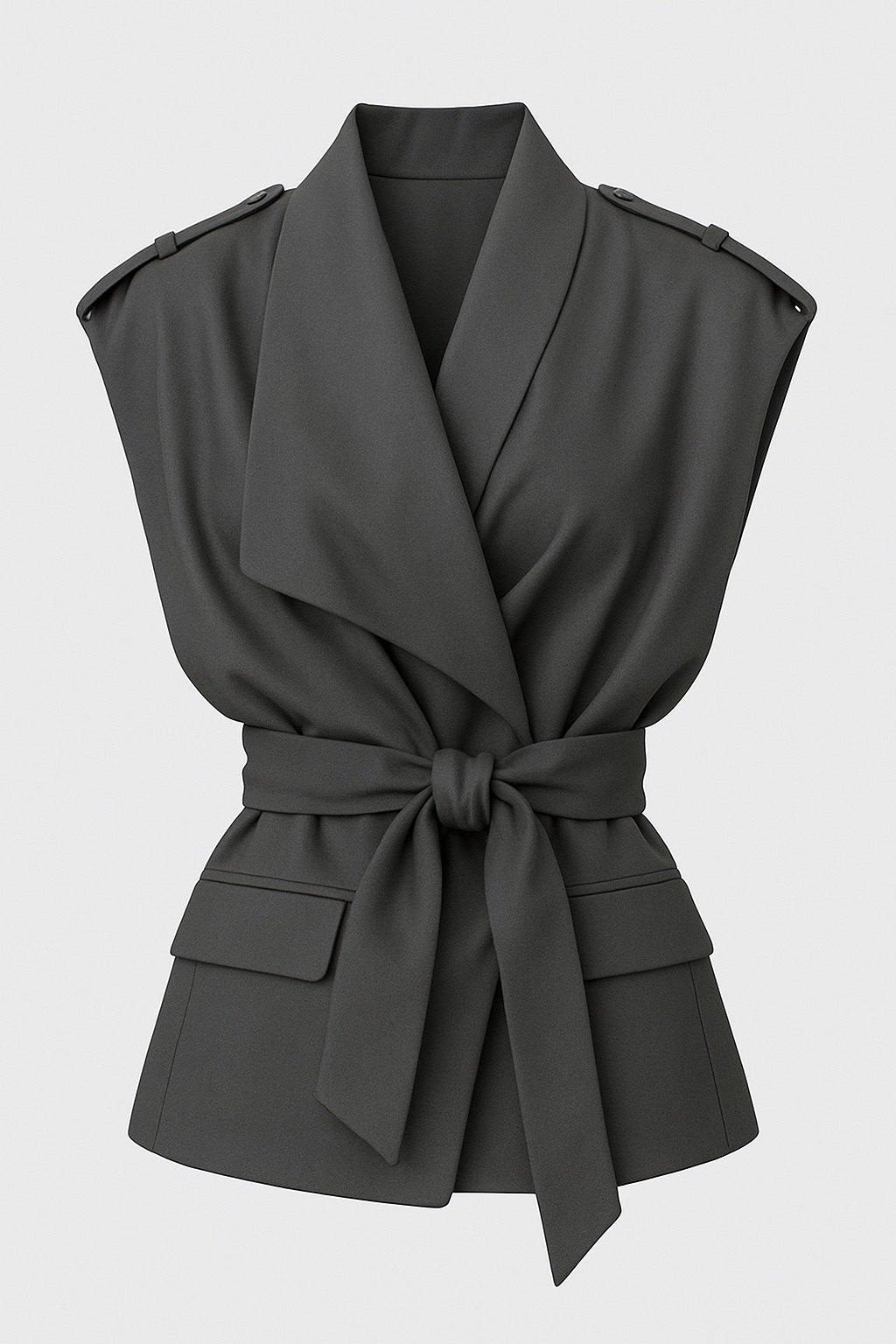 通勤肩带大翻领马甲