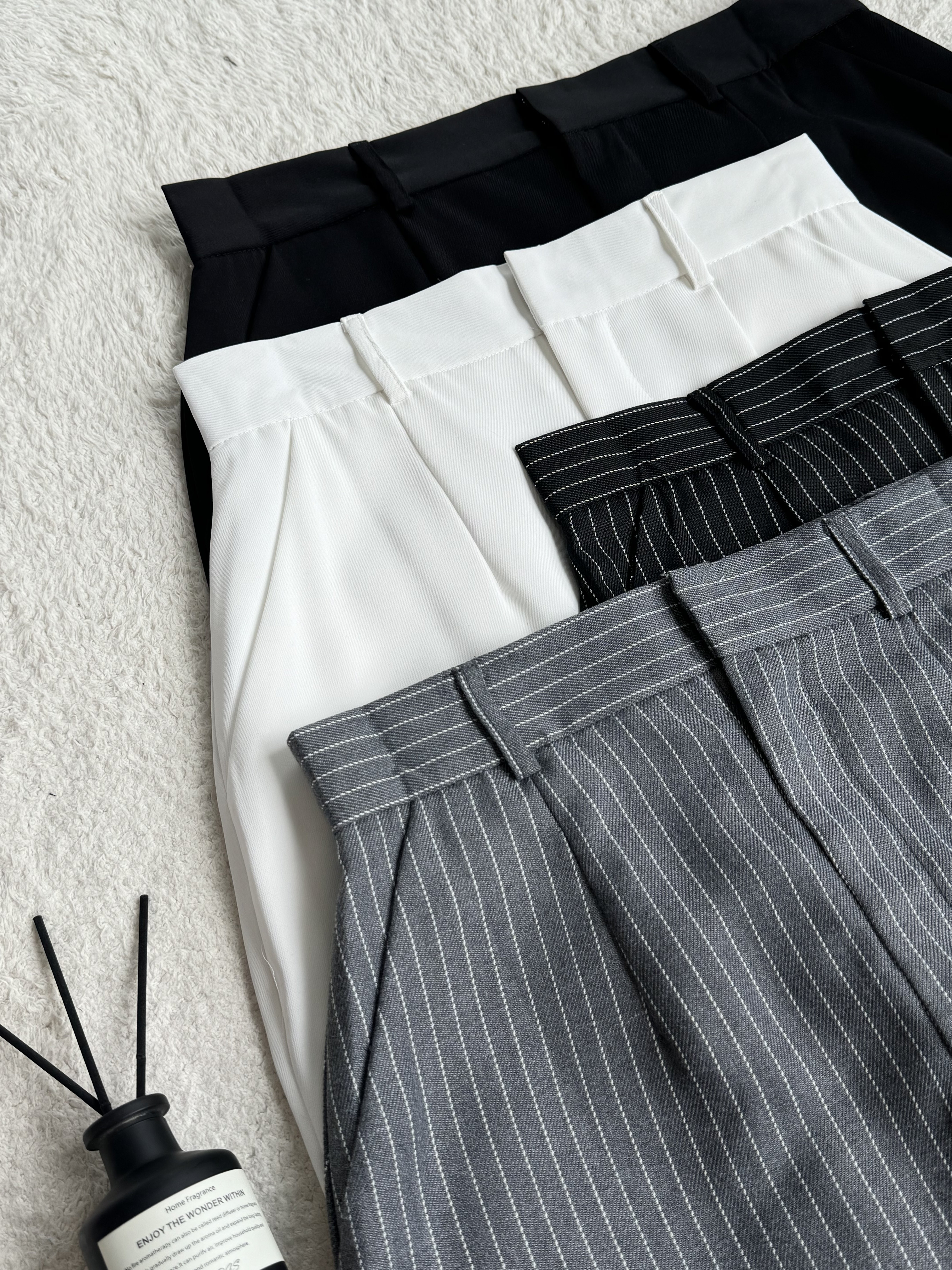 麻棉&滑面料前开叉显瘦直长裙