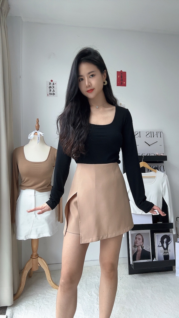 舒服厚棉胸垫百搭长袖CropTop -超推荐