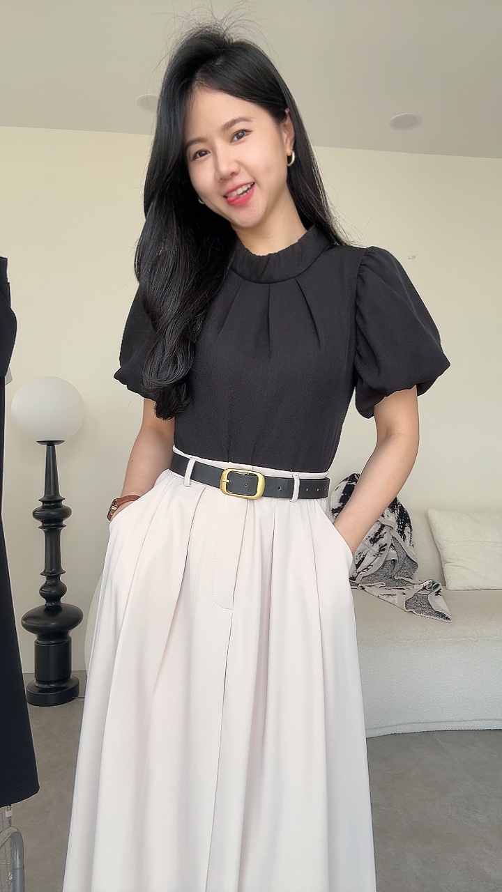 端庄公主泡泡袖Top 