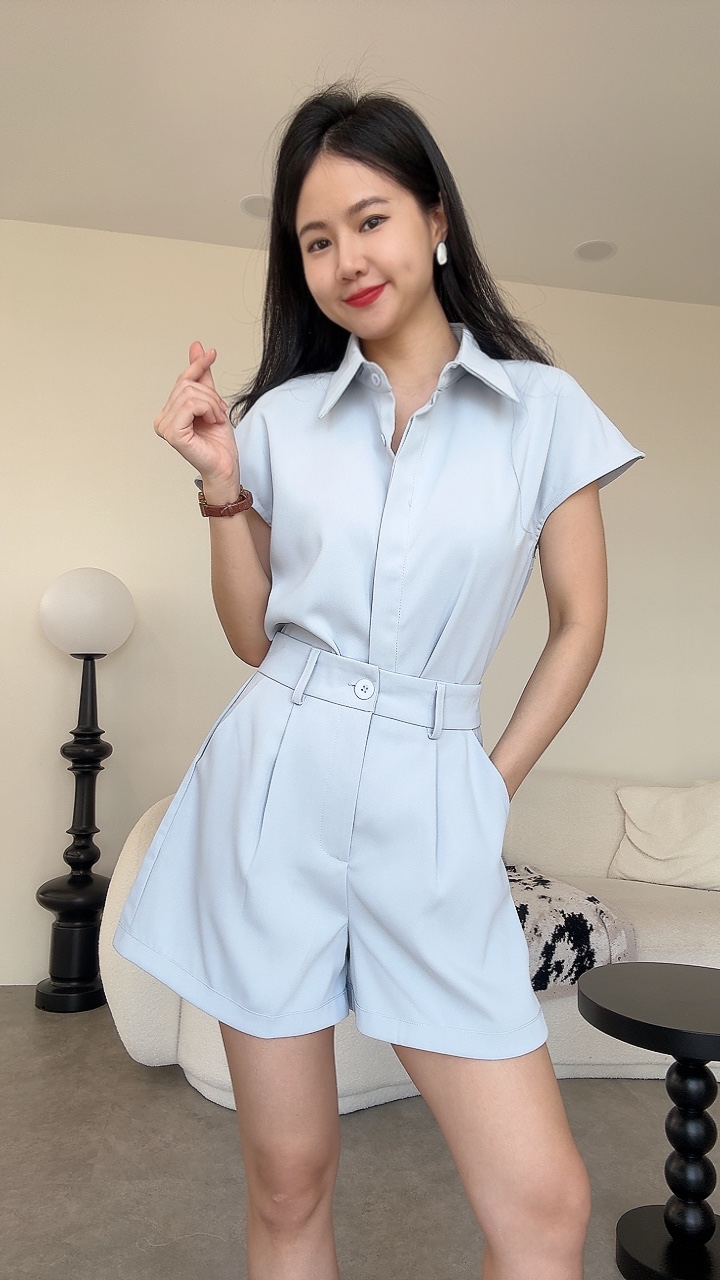 夏日必备过肩袖短裤套装 