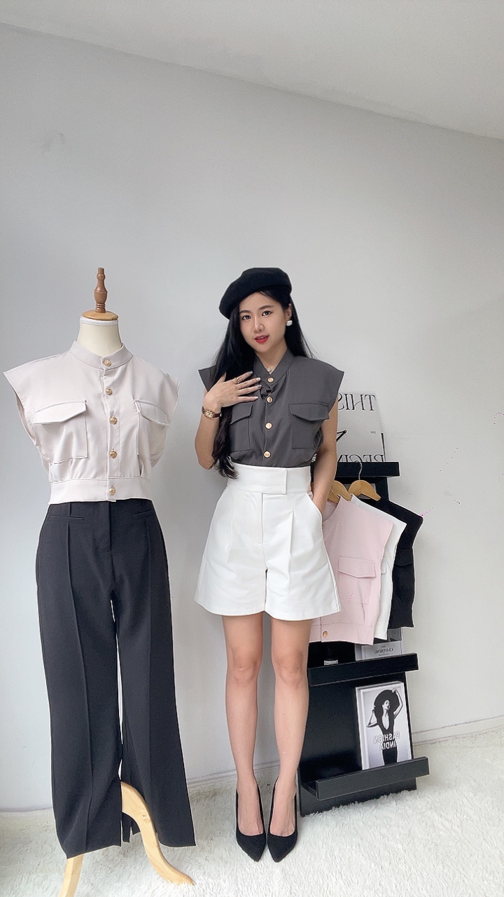 厚腰线西装4分裤