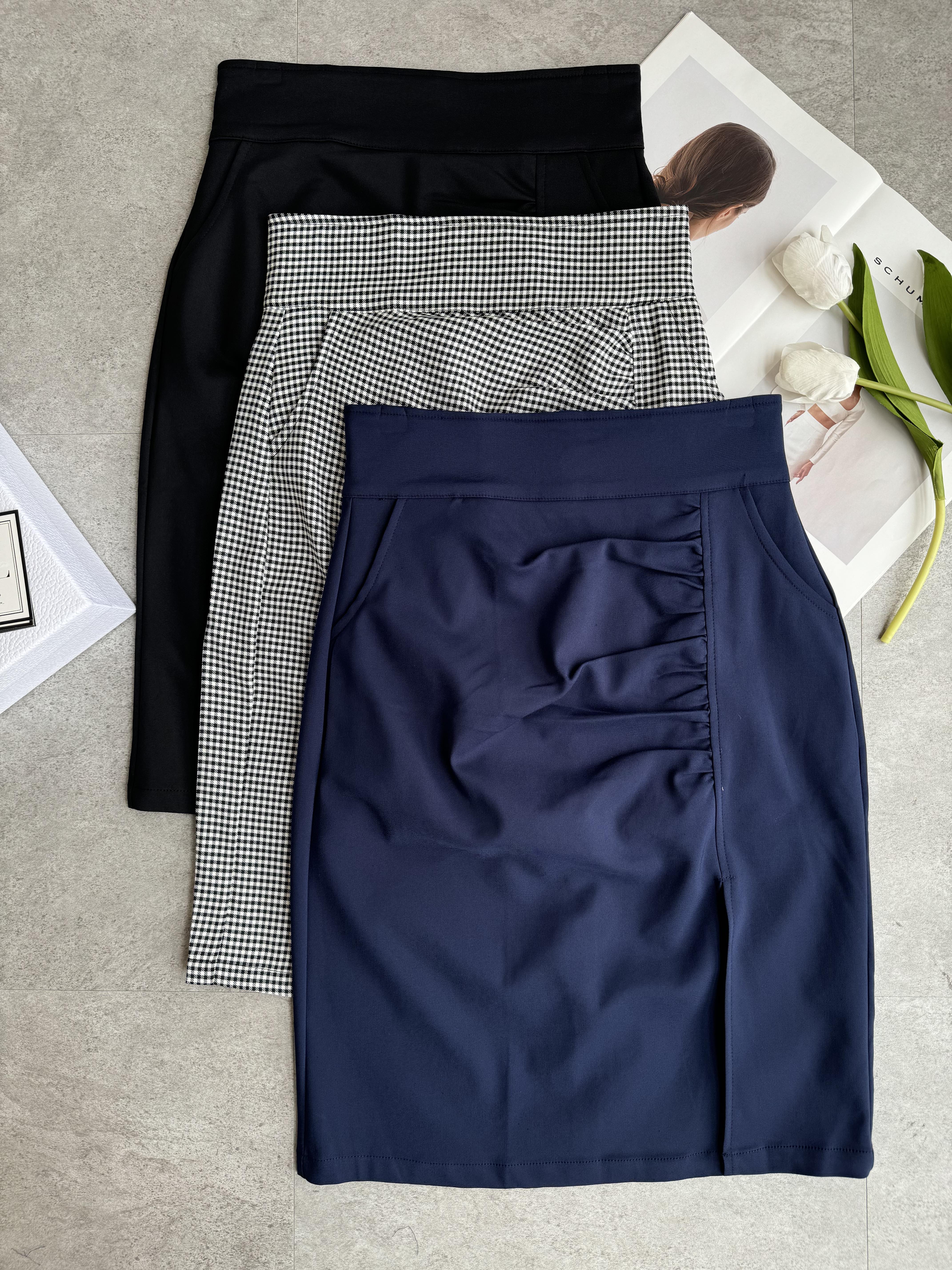 修腹皱褶Pencil Skirt