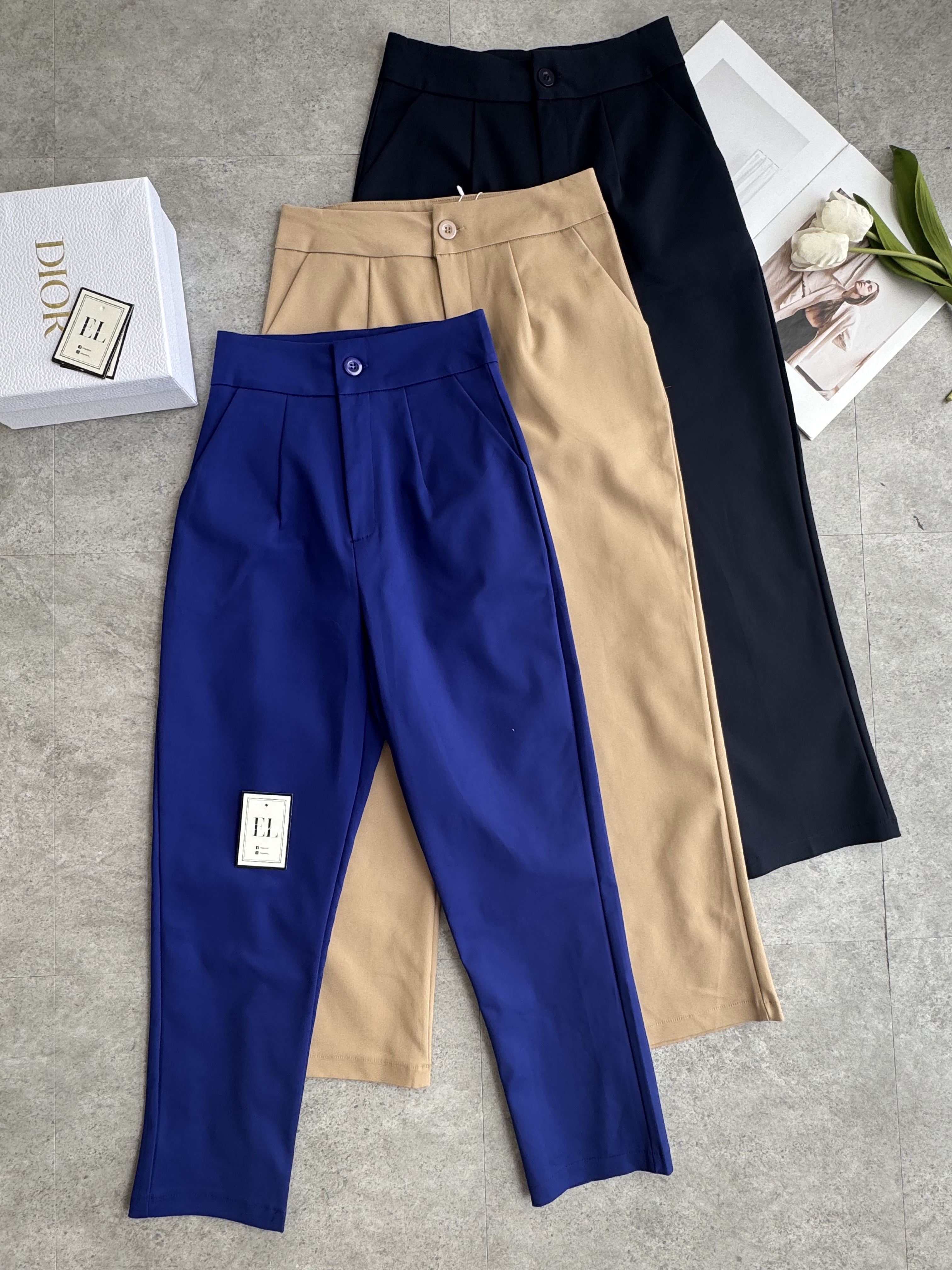 哑面高腰烟管裤