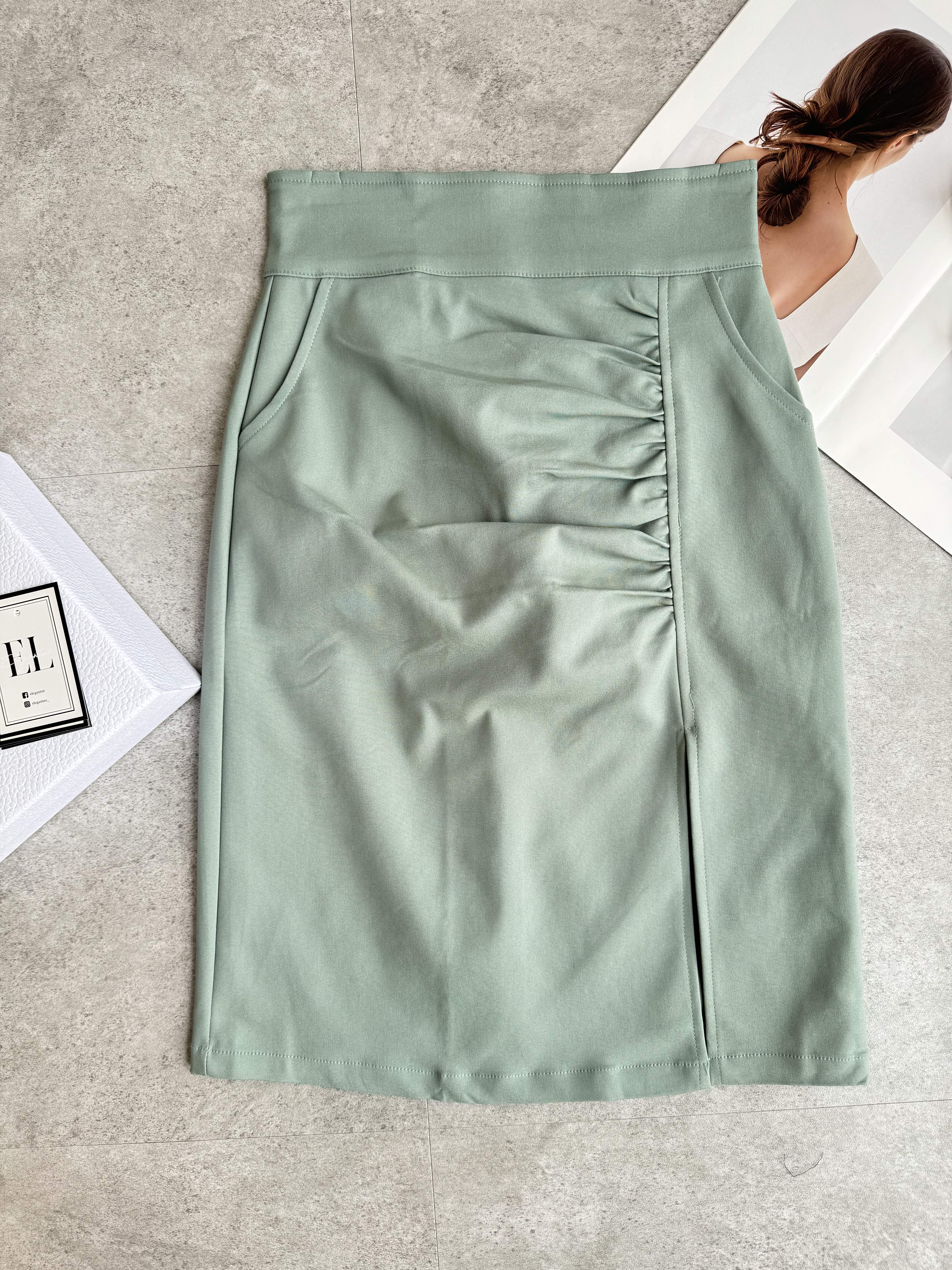 修腹皱褶Pencil Skirt