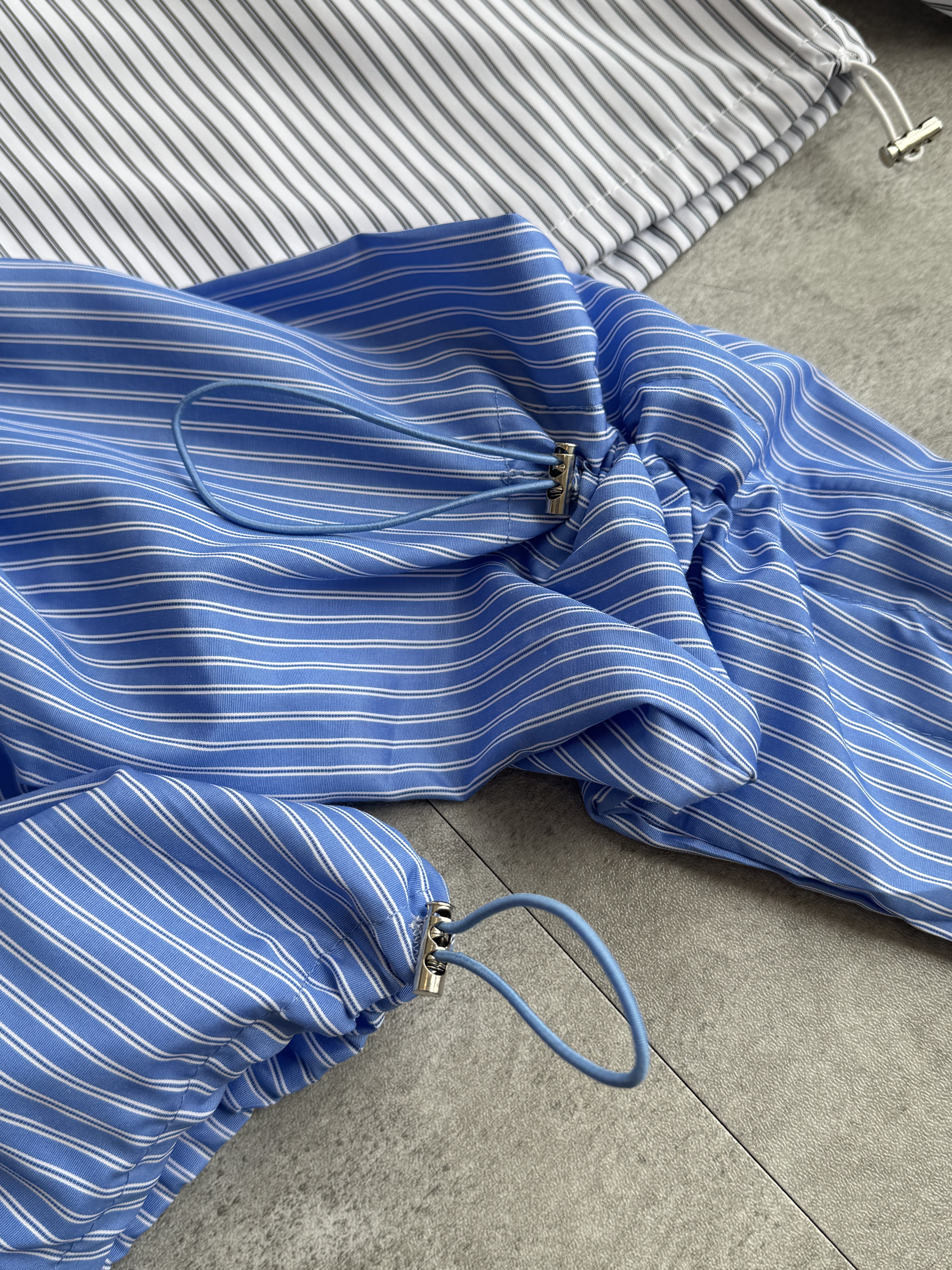 大女主垫肩松紧带长袖拉链衬衫