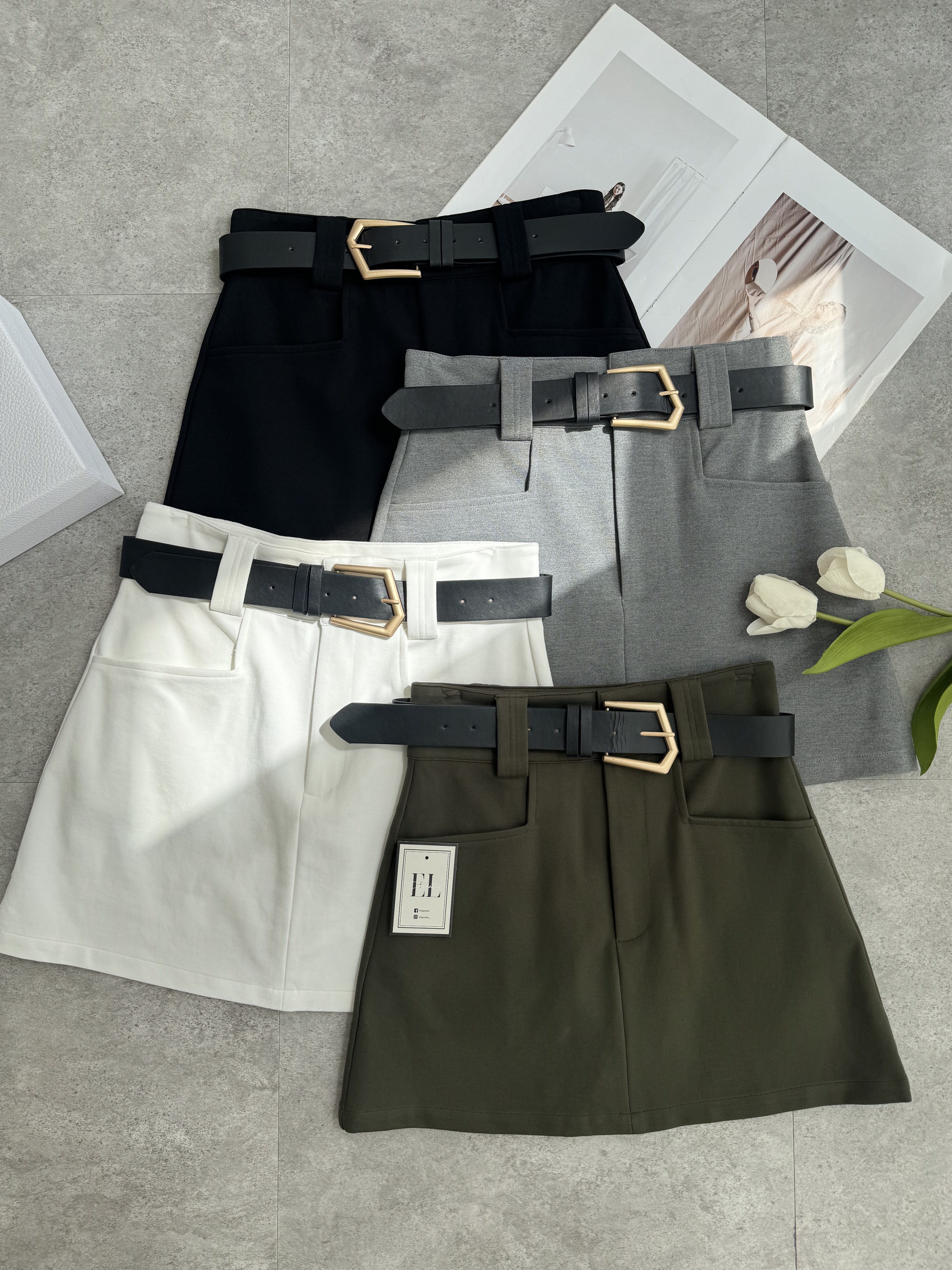 罗马厚皮带短裙