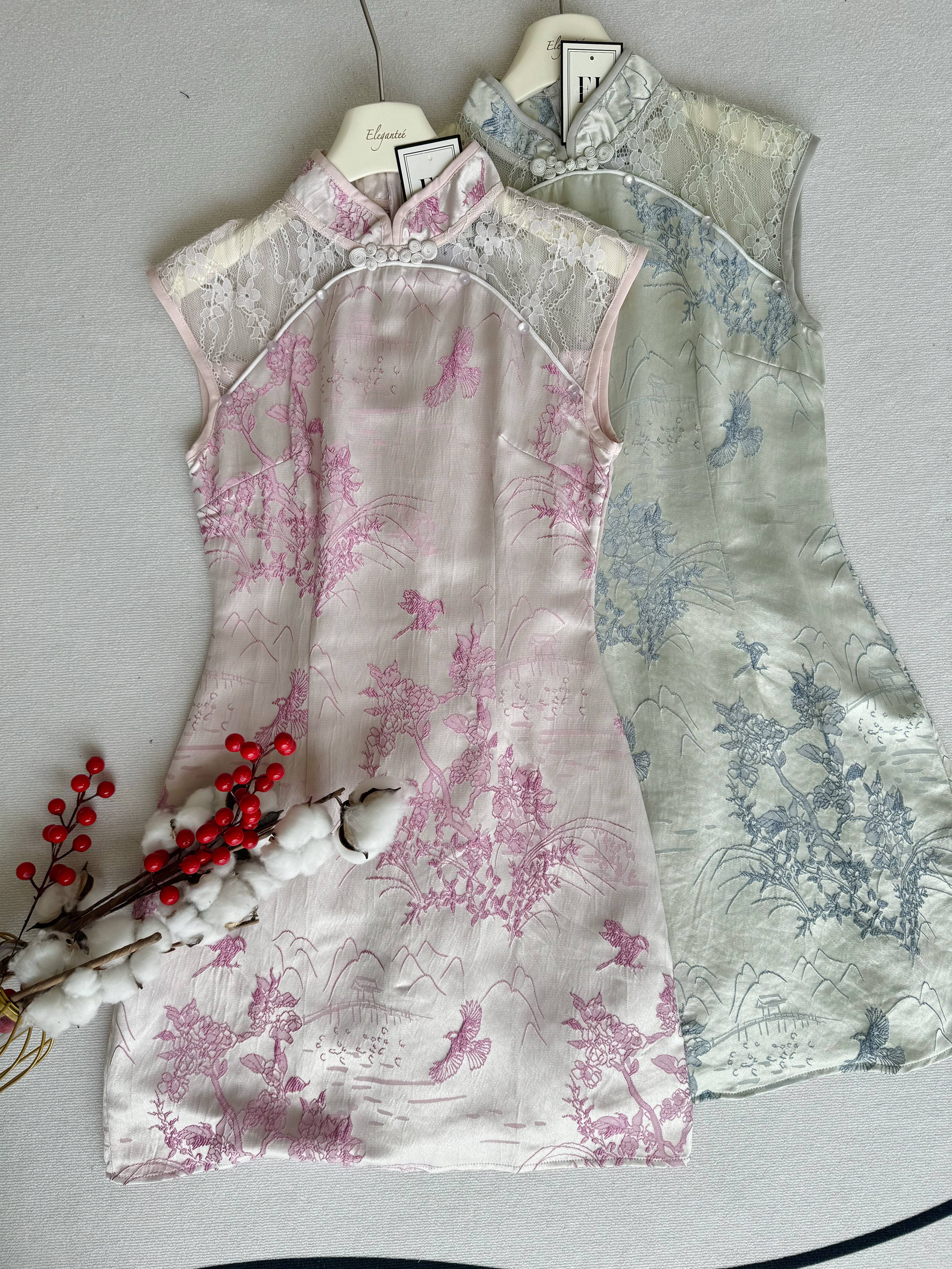 蕾丝短款连身裙旗袍