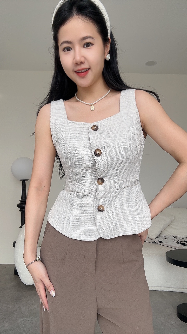 小香面料方领马甲